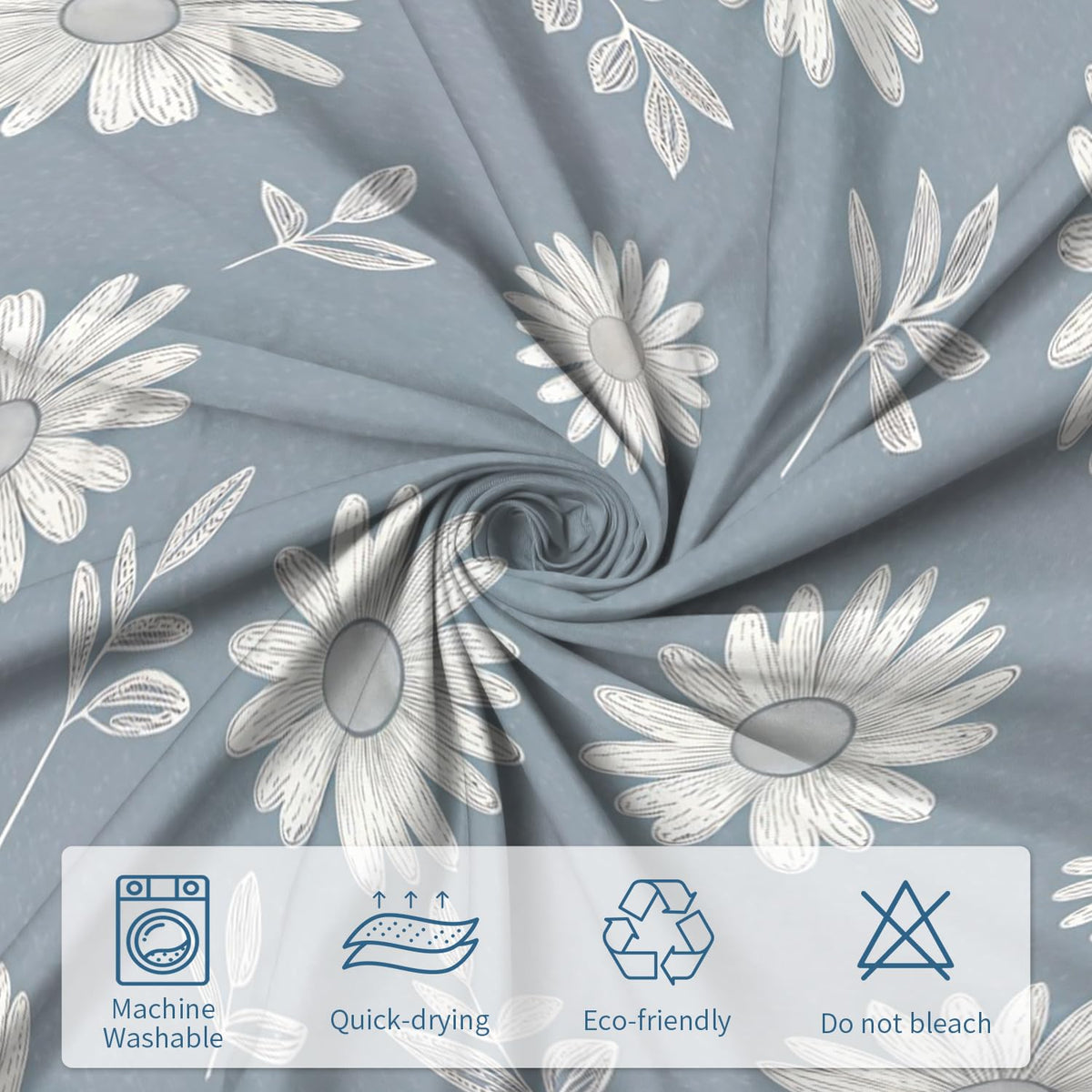 White Daisy Floral Shower Curtain 71 x 74 Inch (Daisy Floral)