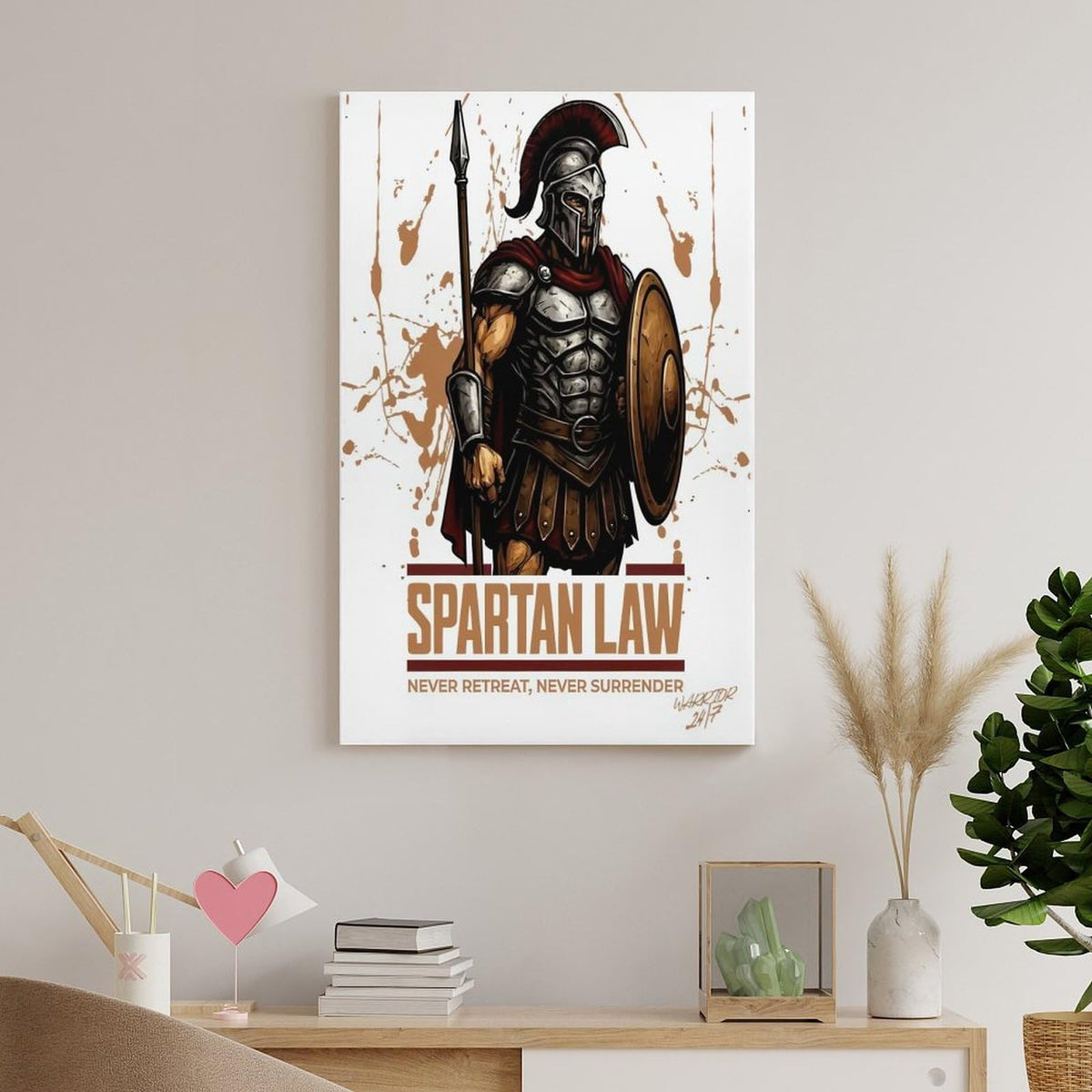 Spartan Law Never Retreat Never Surrender Canvas Printing Wall Art Prints Wall Decor Posters Ancient Warrior Shield Spear Vintage Greek Bedroom Living Room Office Gym Decor 16x24inch (style-27 / 16x24inch(40x60cm) Unframe)