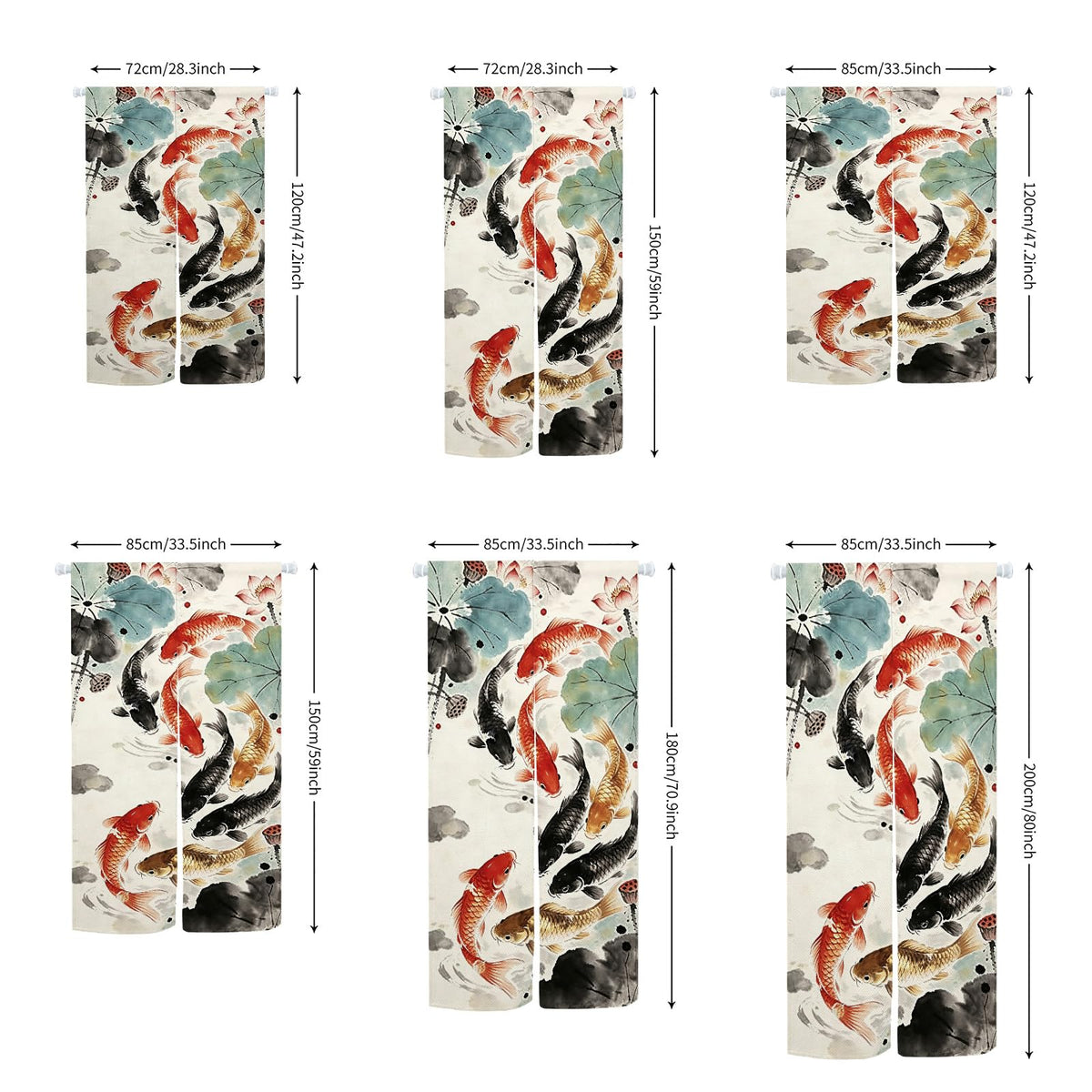 Japanese Doorway Curtains (Multicolored / 33.5"W x 47.2"L (Pack of 1))