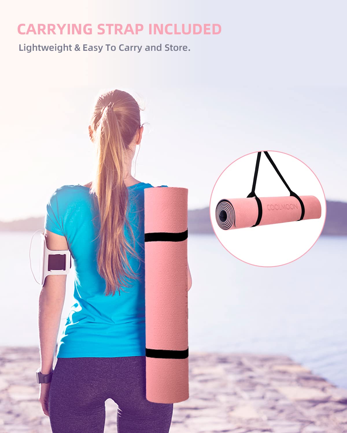 Yoga Mat Non Slip (Pink)