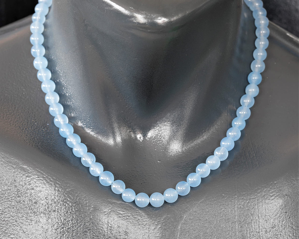 Natural Angelite Beaded Choker Necklace (Angelite / 16 Inches)