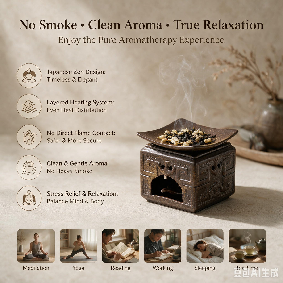 Ceramic Incense Burner Kit (Brown)