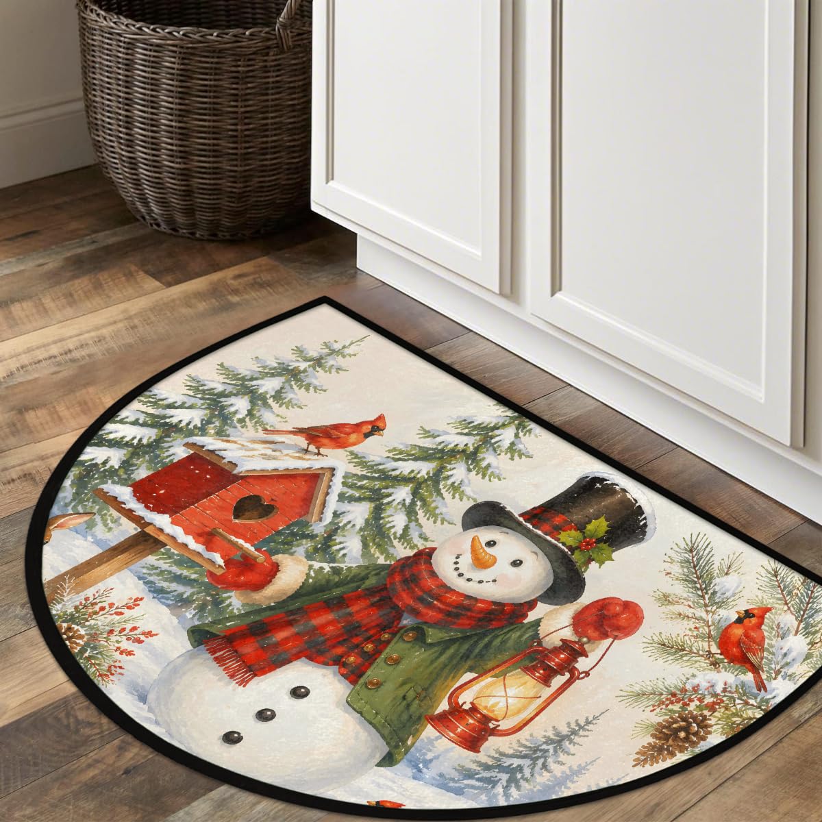 Christmas Half Round Door Mat Semi Circle Rug Half Moon Doormat (A:z-10)