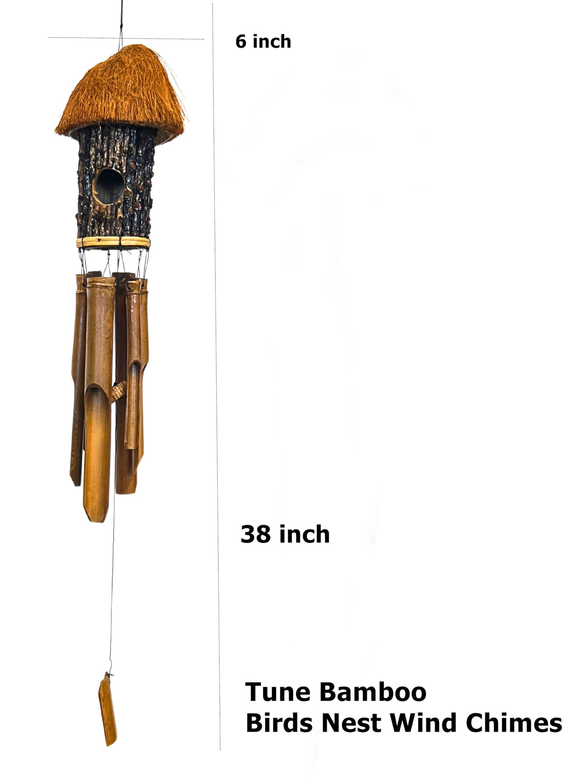 Bamboo Wind Chime (Bird House Brown Dark)