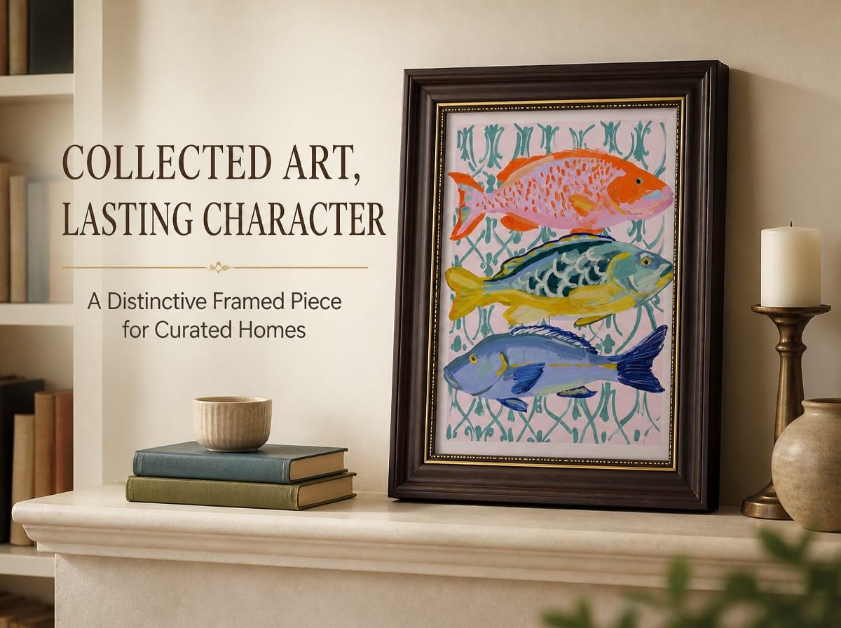 Framed Stacked Colorful Snapper Fish Wall Art (Fish / 24"L x 16"W)