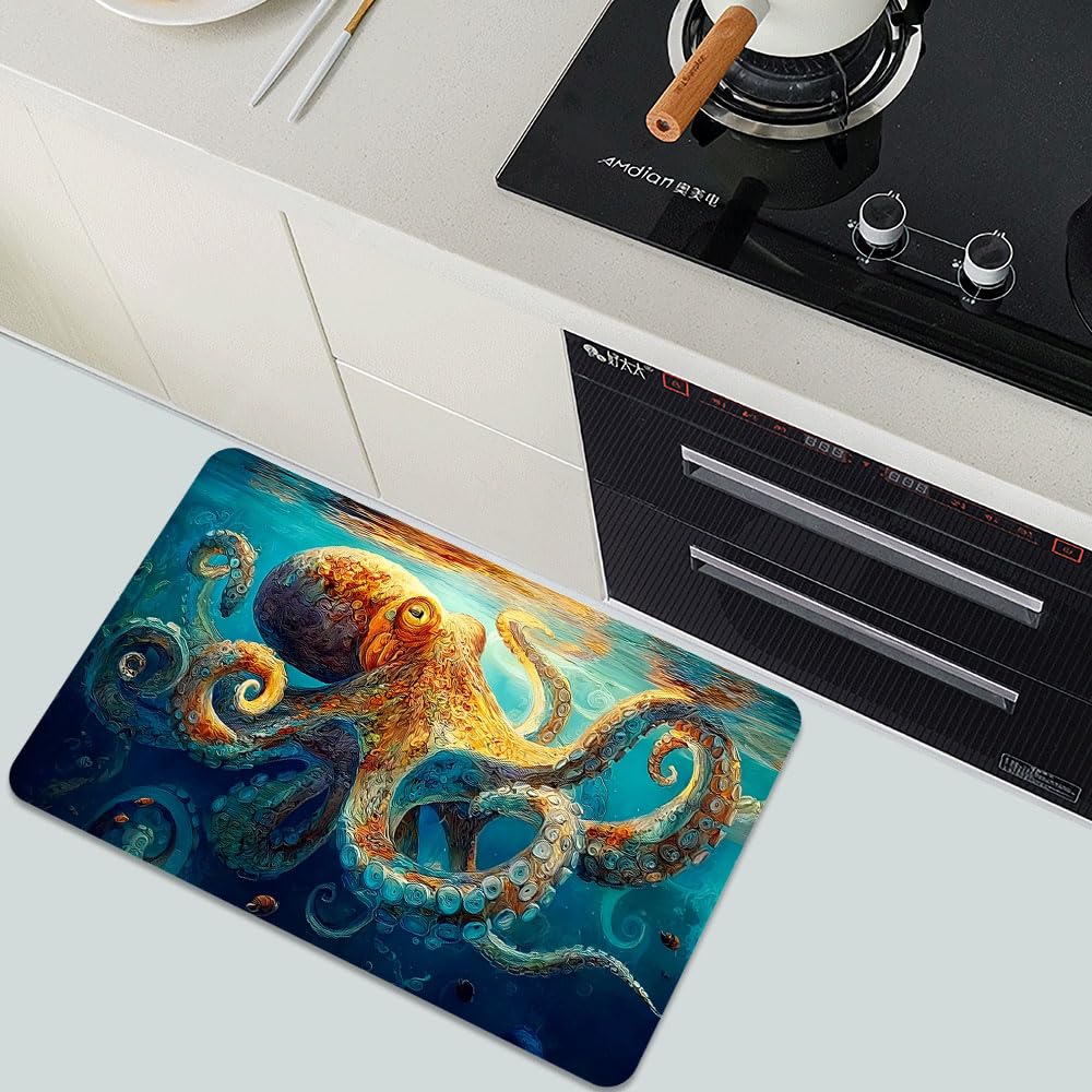 Bath Mat Bathroom Rug (Dancing Octopus / 16 x 24 inches)
