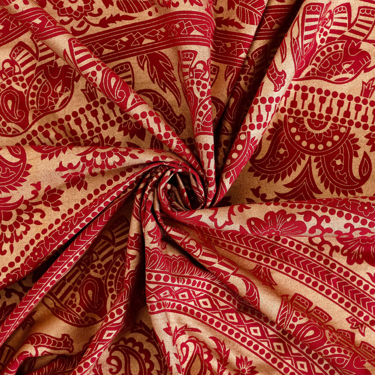 Maroon Hippie Elephant Mandala Curtains 74 Inch Length for Living Room Bedroom 2 Panels Set Light Filtering Semi Sheer Window Curtains 25 Inch Width Boho Farmhouse Drapes Gold (25"W x 74"L (Pack of 2) / Maroon Gold)