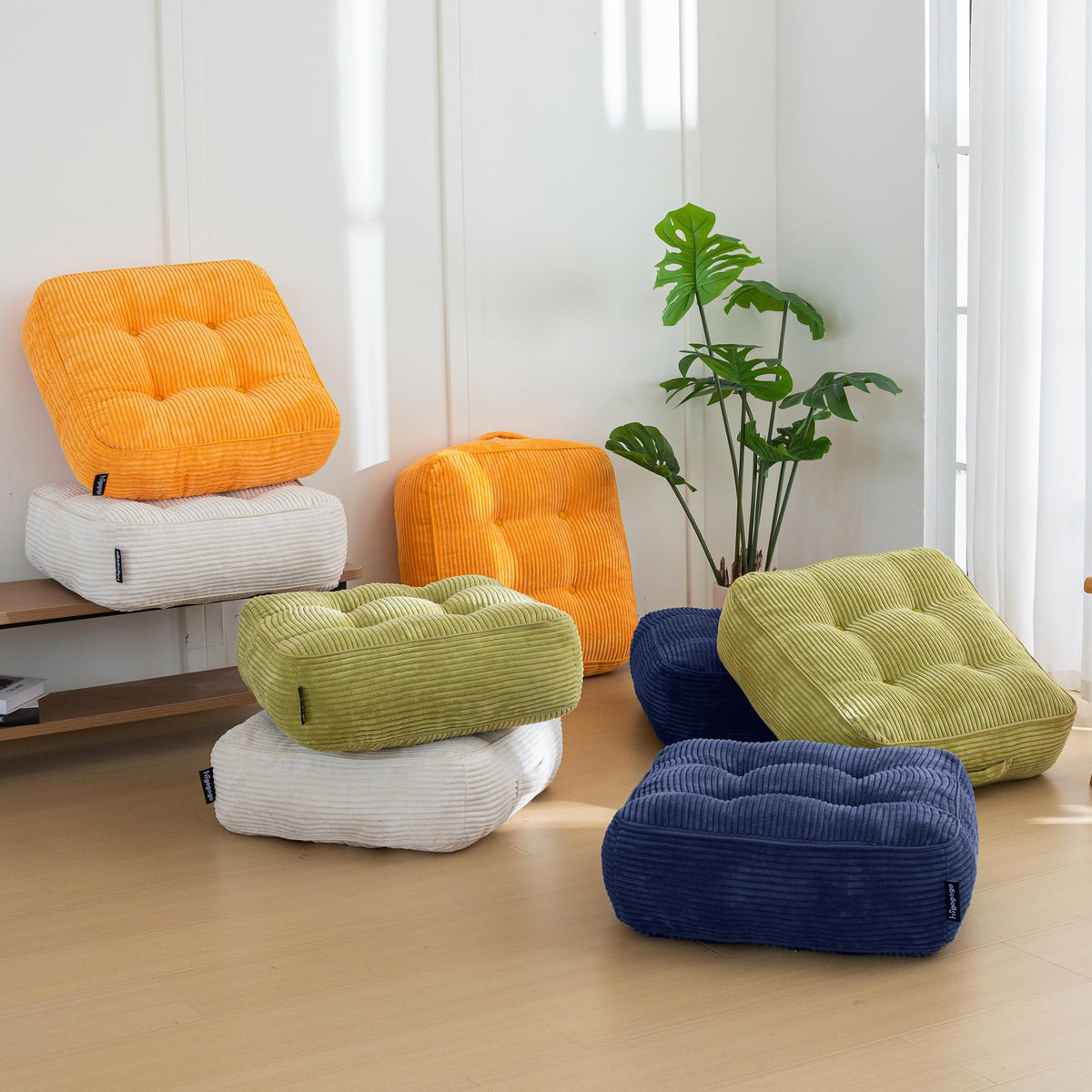 8" Extra Thick Floor Pillow Cushion for Adults (Square Navy / 8" Thick(Pack of 1))