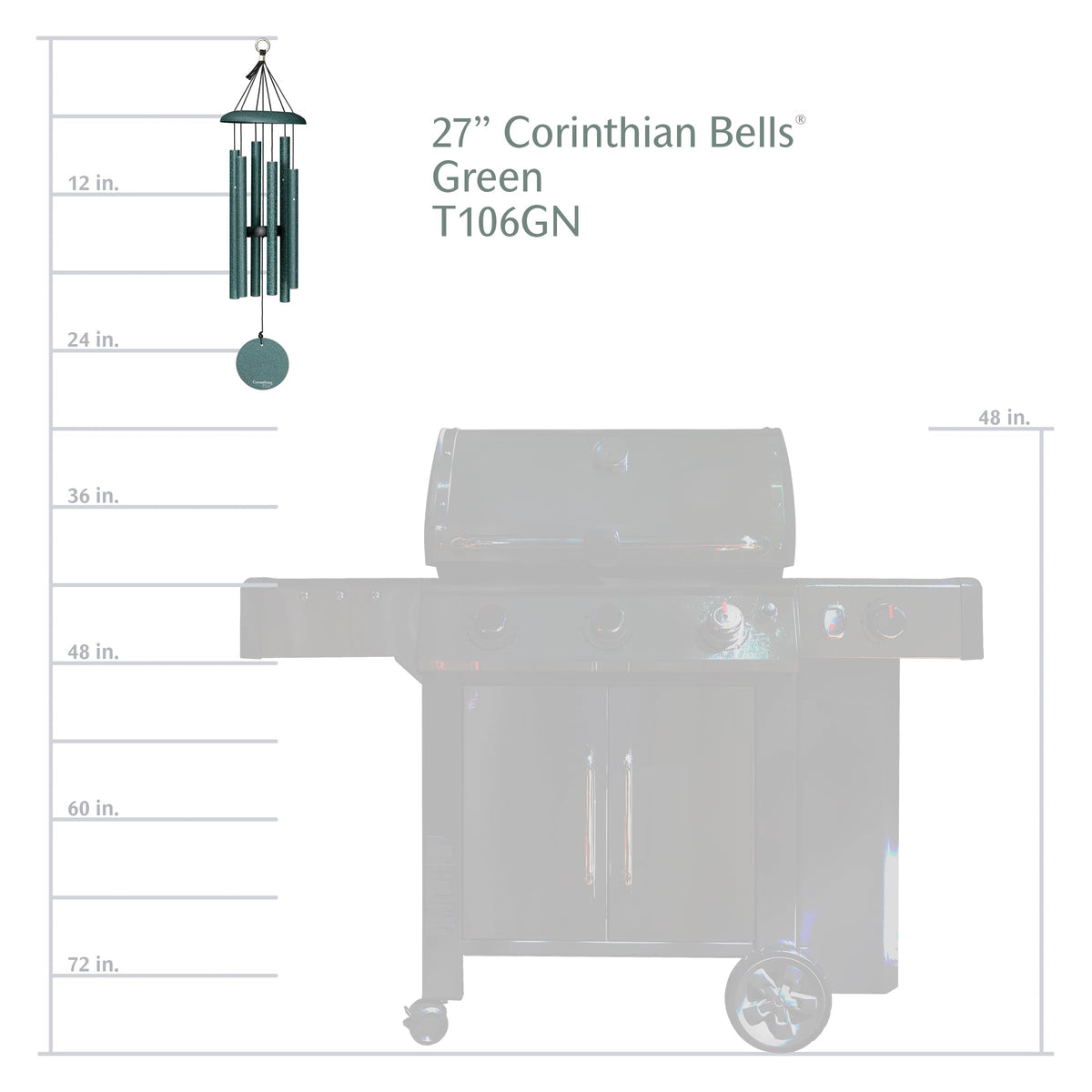 27 Inch Green Wind Chimes for Outside (Green)
