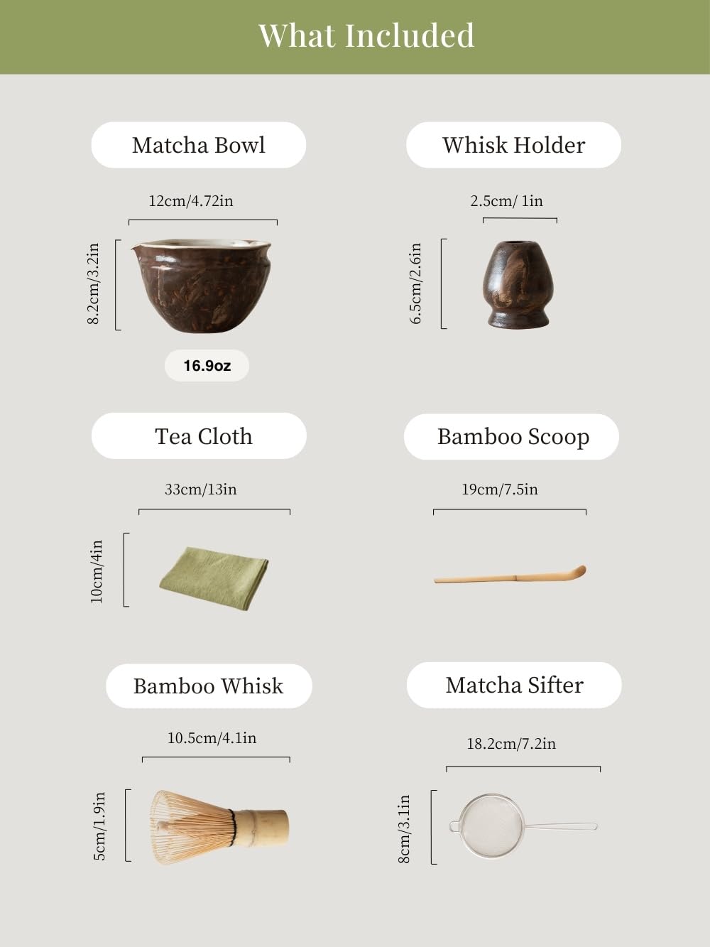 Matcha Set with Handmade Ceramic Bowl & Bamboo Whisk (Dark Brown)