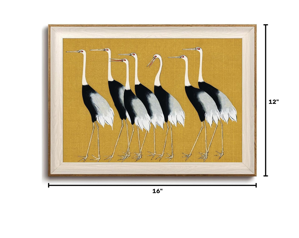 Cranes Wall Art Animal Canvas Print Pictures Vintage Wall Decor 12x16in (Crane / 16"L x 12"W)