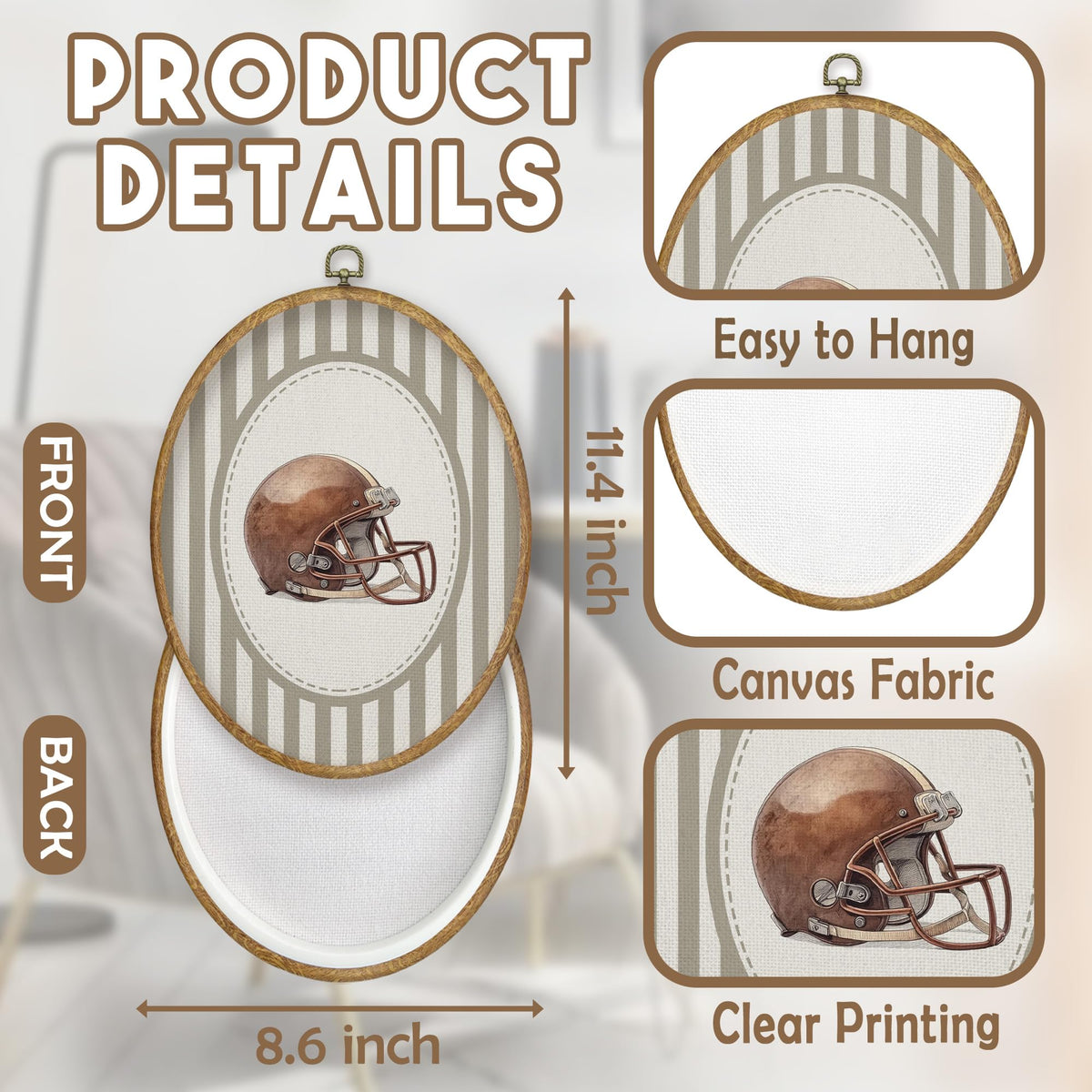 Vintage Football Nursery Oval Wall Art Decor Products (Colour09)