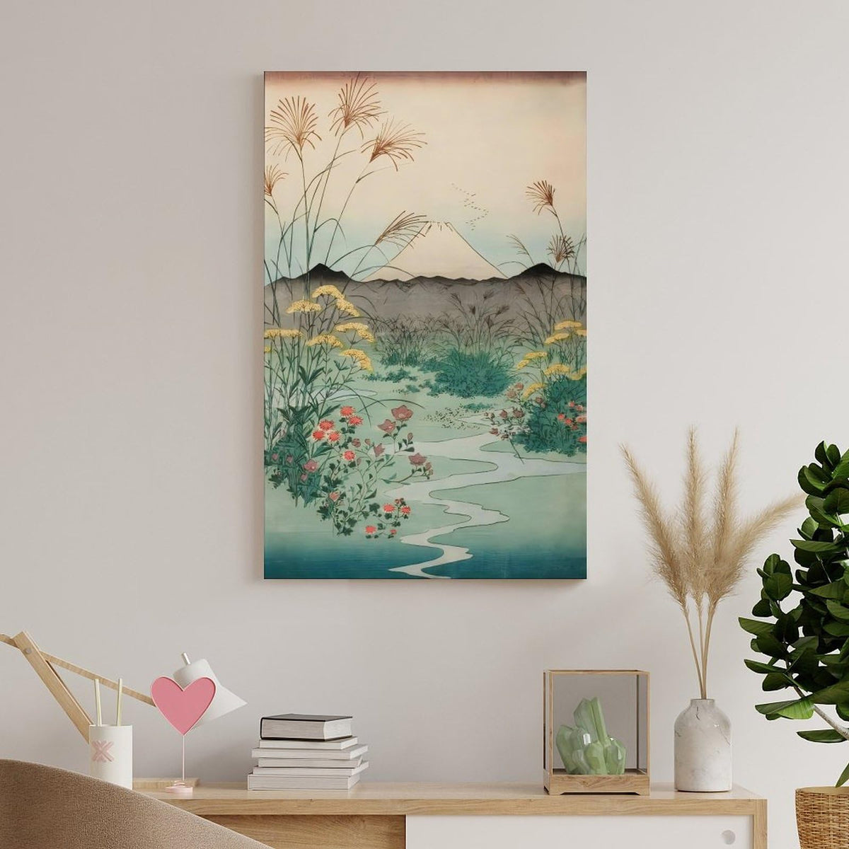 Utagawa Hiroshige Otsuki Plain Kai Province Canvas Printing Wall Art Prints Japanese Ukiyo E Landscape Mount Fuji Vintage Zen Wall Decor Posters Living Room Bedroom Office 24x36inch (style-5 / 24x36inch(60x90cm) Unframe)
