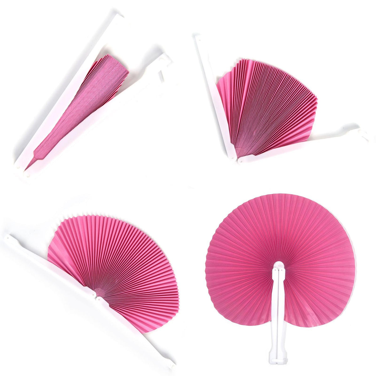 20 Pieces Pink Round Paper Fans (Pink / 20 PCS)