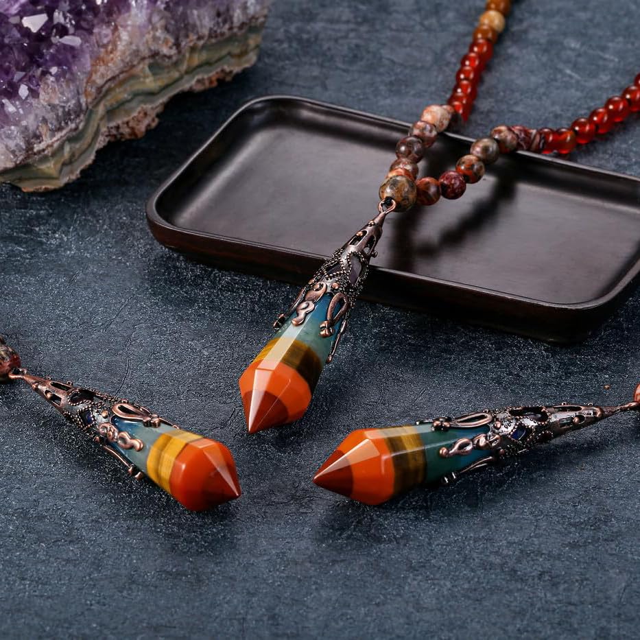 Natural 7 Chakra 108 Mala Prayer Beads Necklace with Reiki 12 Faceted Healing Crystal Pointed Pendant Multilayer 6mm Gemstones Beads Bracelet Mens Women Jewelry for Meditation (7 Chakra Stone)