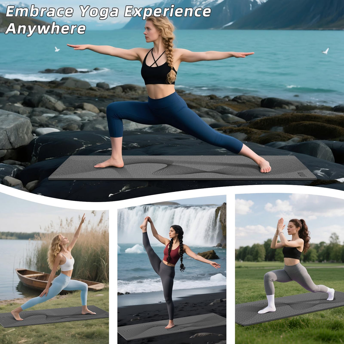 Yoga Mat 72x25×0.3 Inch (grey)