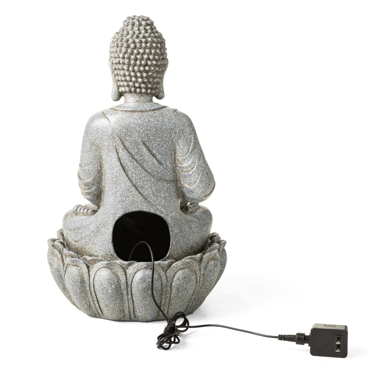 Buddha Fountain Outdoor 20.5" H (Concrete Buddha W/Lotus Basin / 20.5"H)