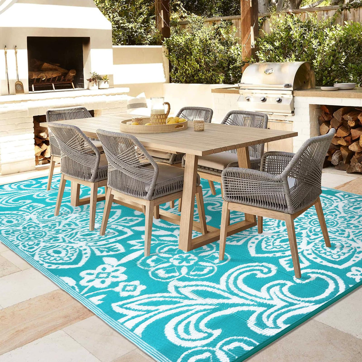 Waterproof Outdoor Rug 5' x 8' (Blue / 5 x 8 Feet)