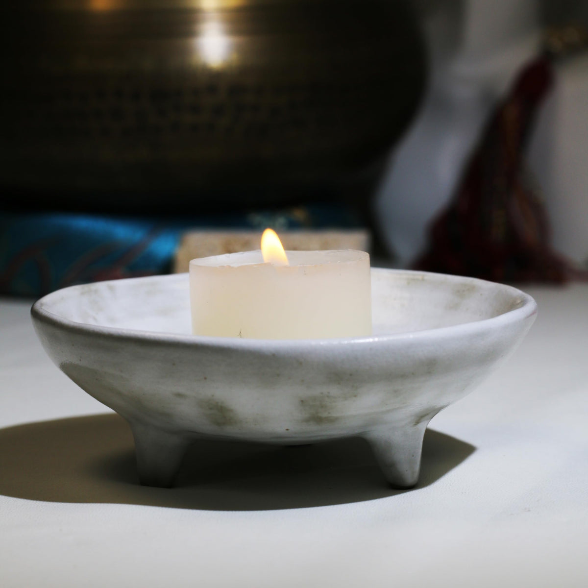 Prayer Offering Ritual Bowl Plate Great for Use Candles Tray Religious Spiritual Gifts(White Praying) (White Praying)