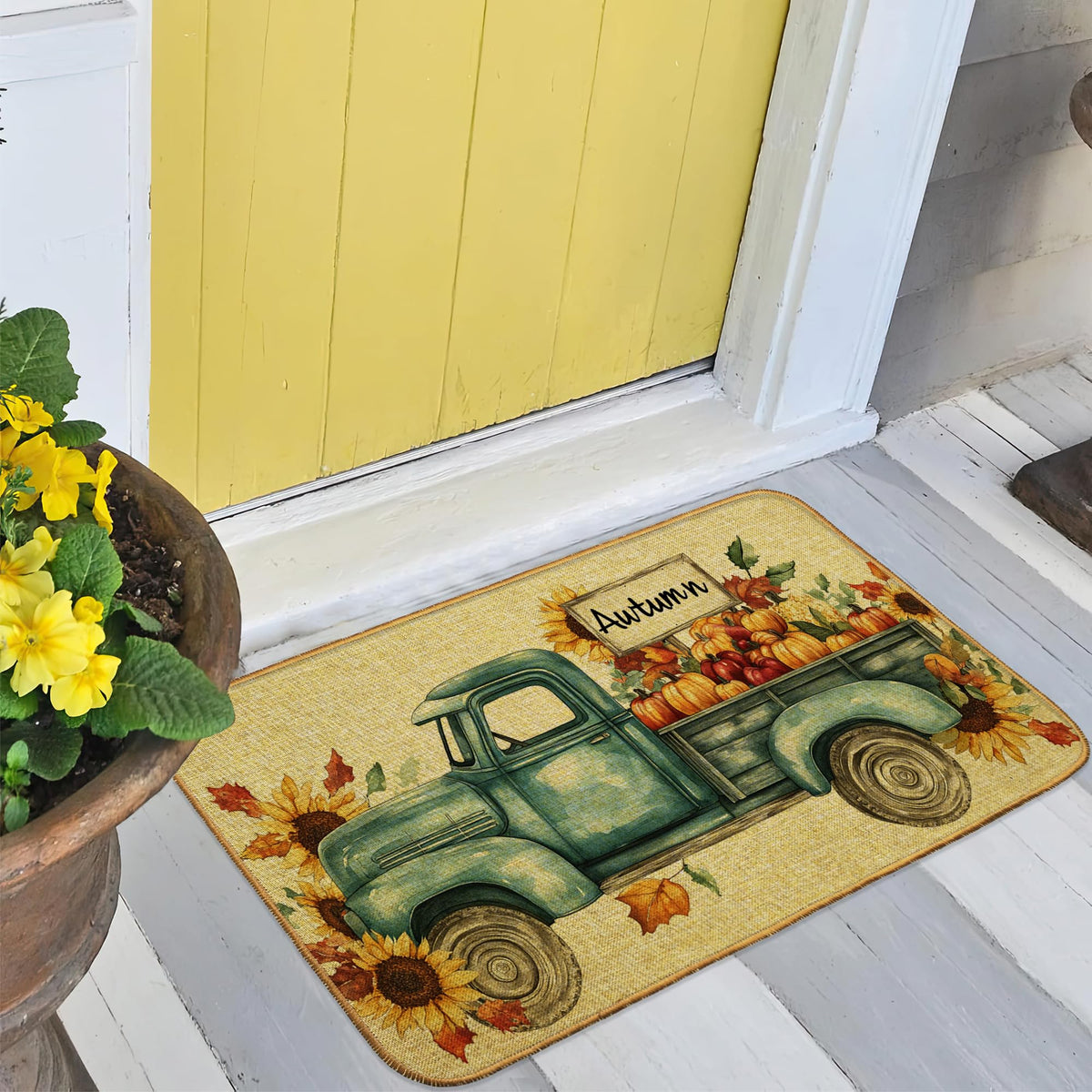 Autumn Pumpkins Truck Door Mat (Pumpkins Sunflowers)