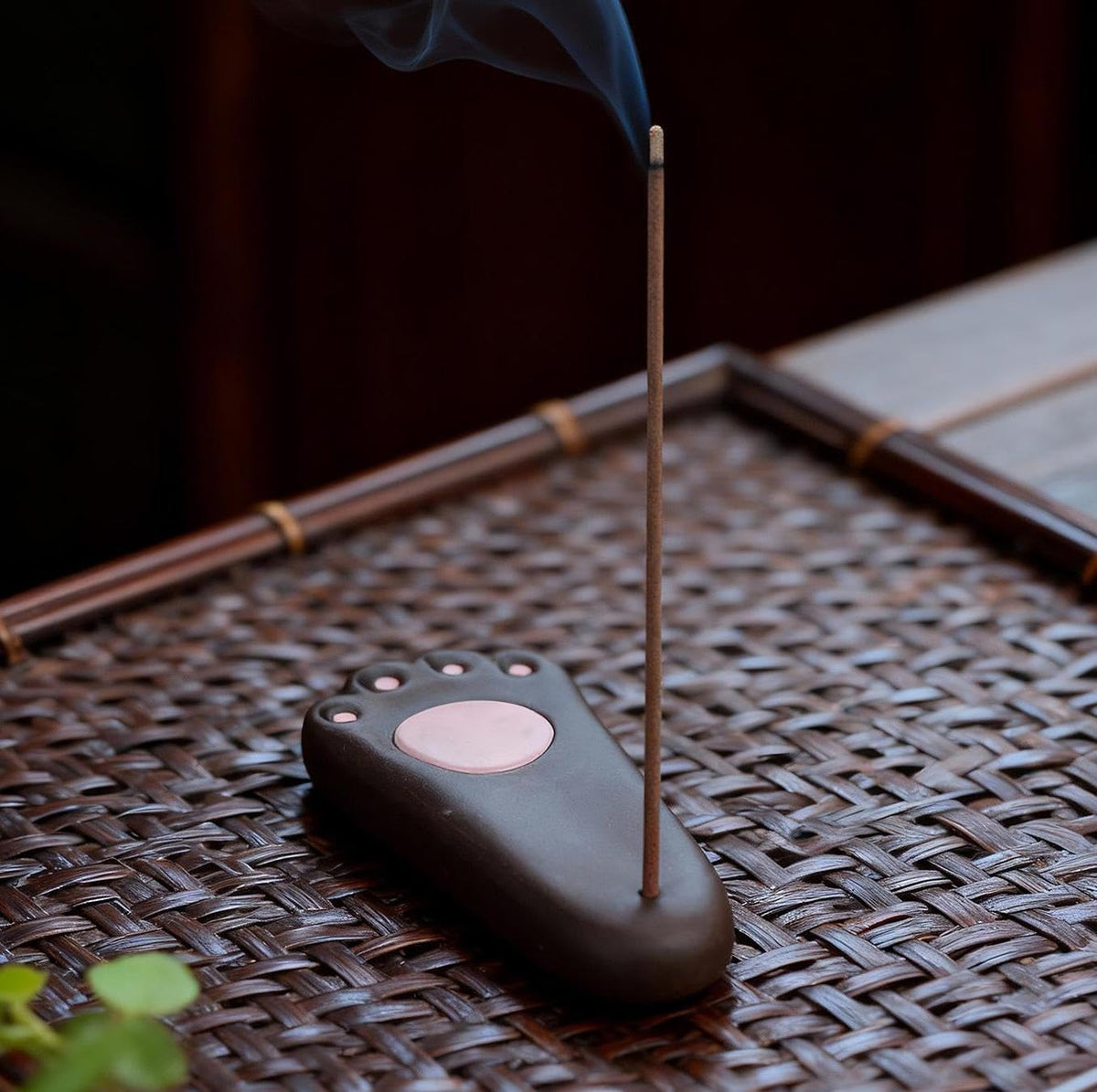 Japanese Incense Holder Ceramic Burner for Pine & Frankincense Sticks (Dark Brown)