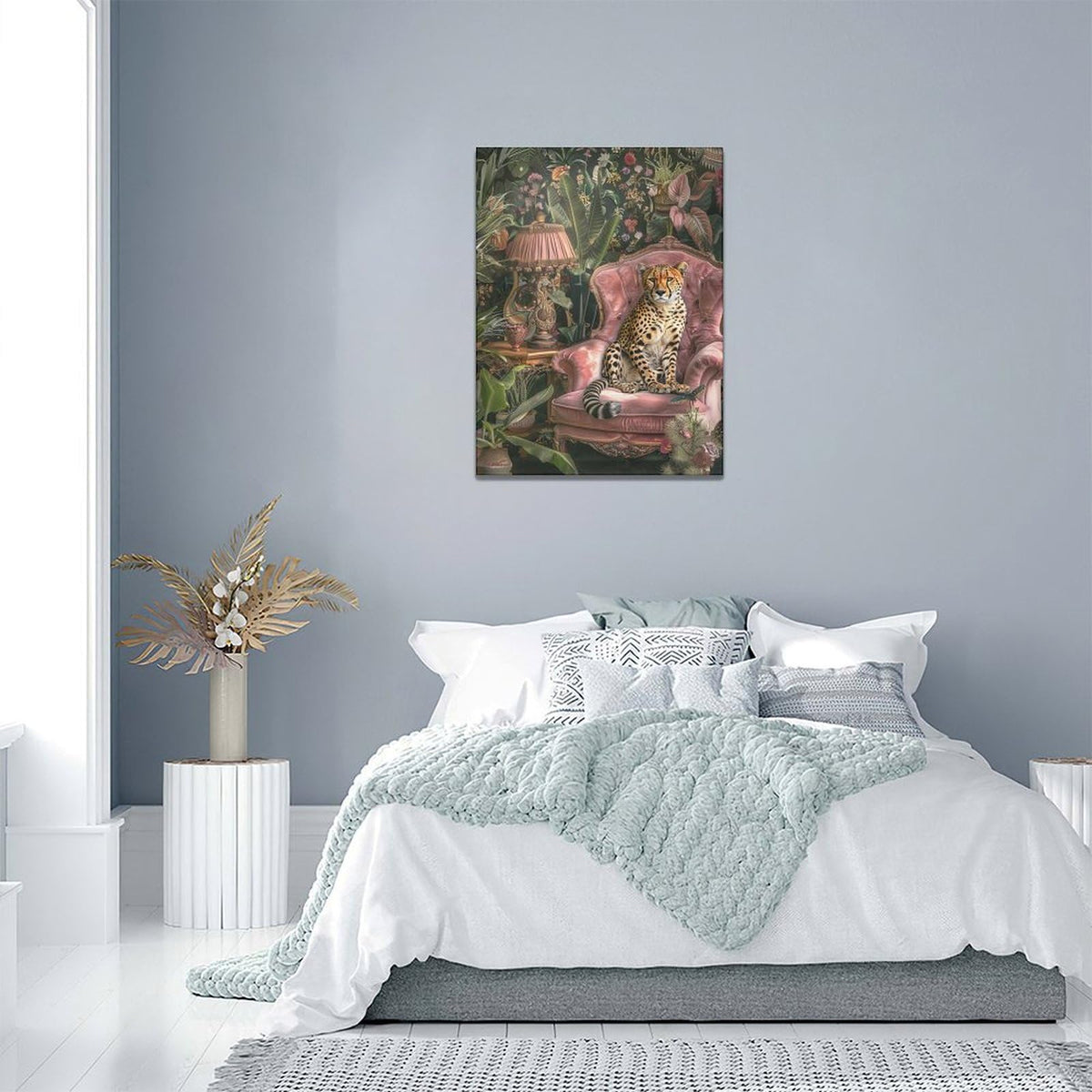 Leopard Wall Art Fashion Wildlife Pictures Canvas Wall Decor Leopard Painting Home Modern Artwork Decorations Framed for Living Room Bedroom Bathroom Office 12 x 16 inch (16"L x 12"W / Leopard)