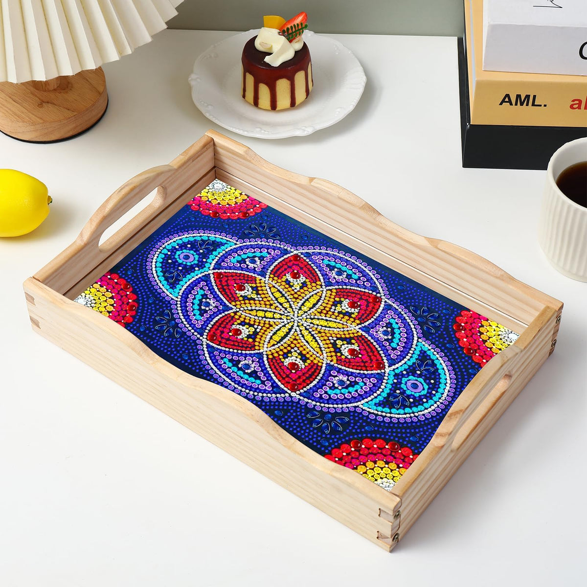 Diamond Art Kits for Adults Wooden Serving Trays with Handles (Mandala GA)