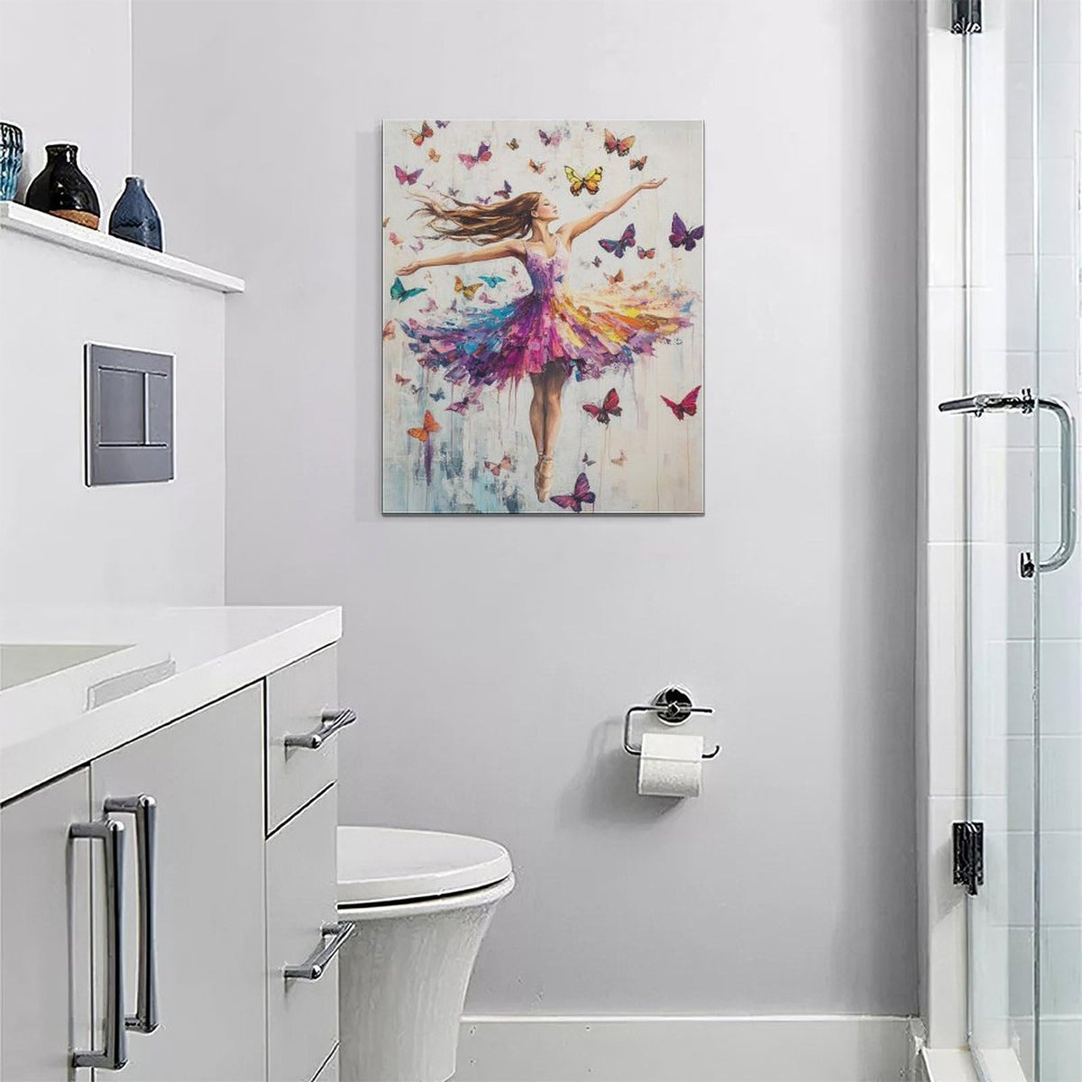 Ballerina Wall Art (20"L x 16"W / Ballet Girl Butterfly)