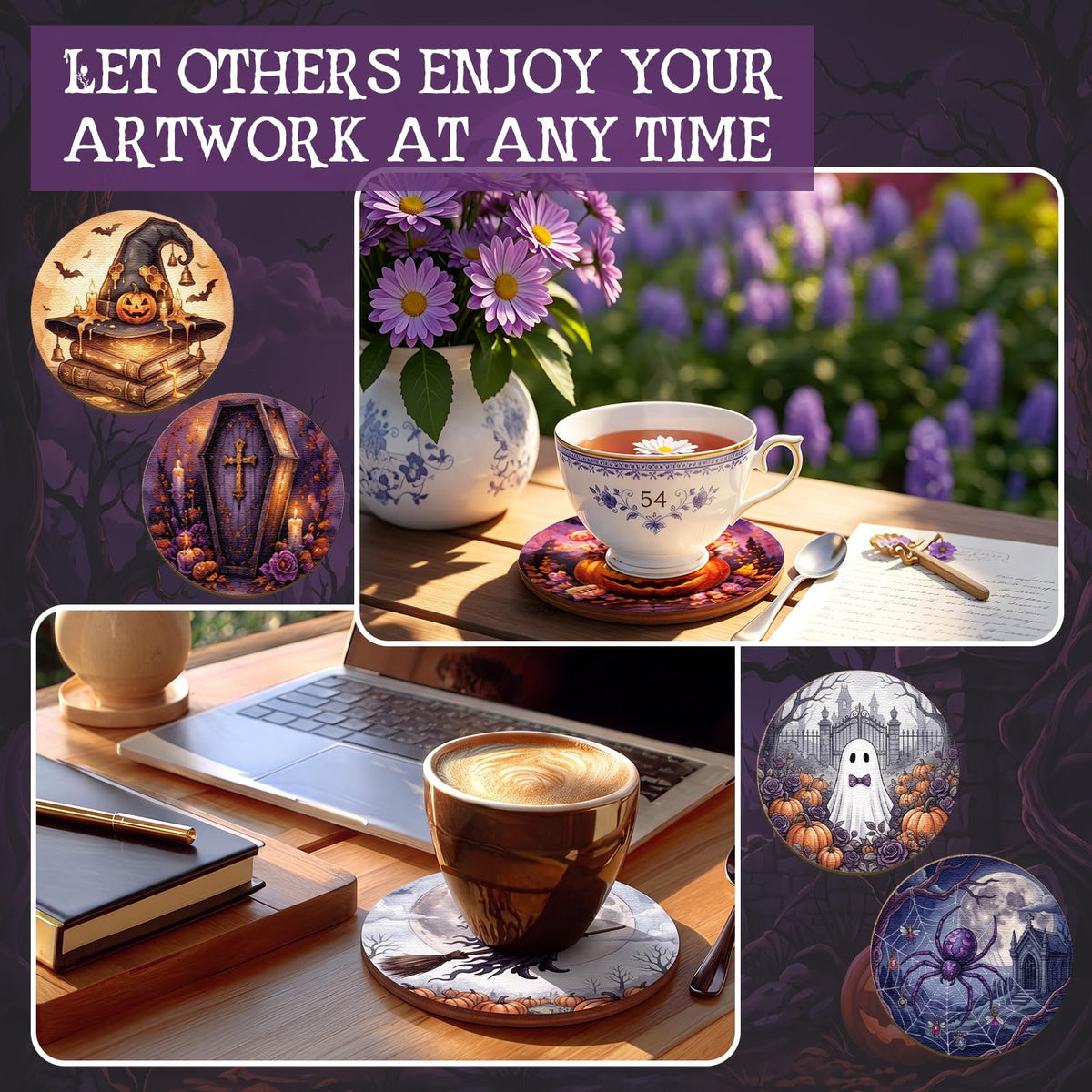 77 Pcs Wooden Coasters Paint Kit (Halloween)