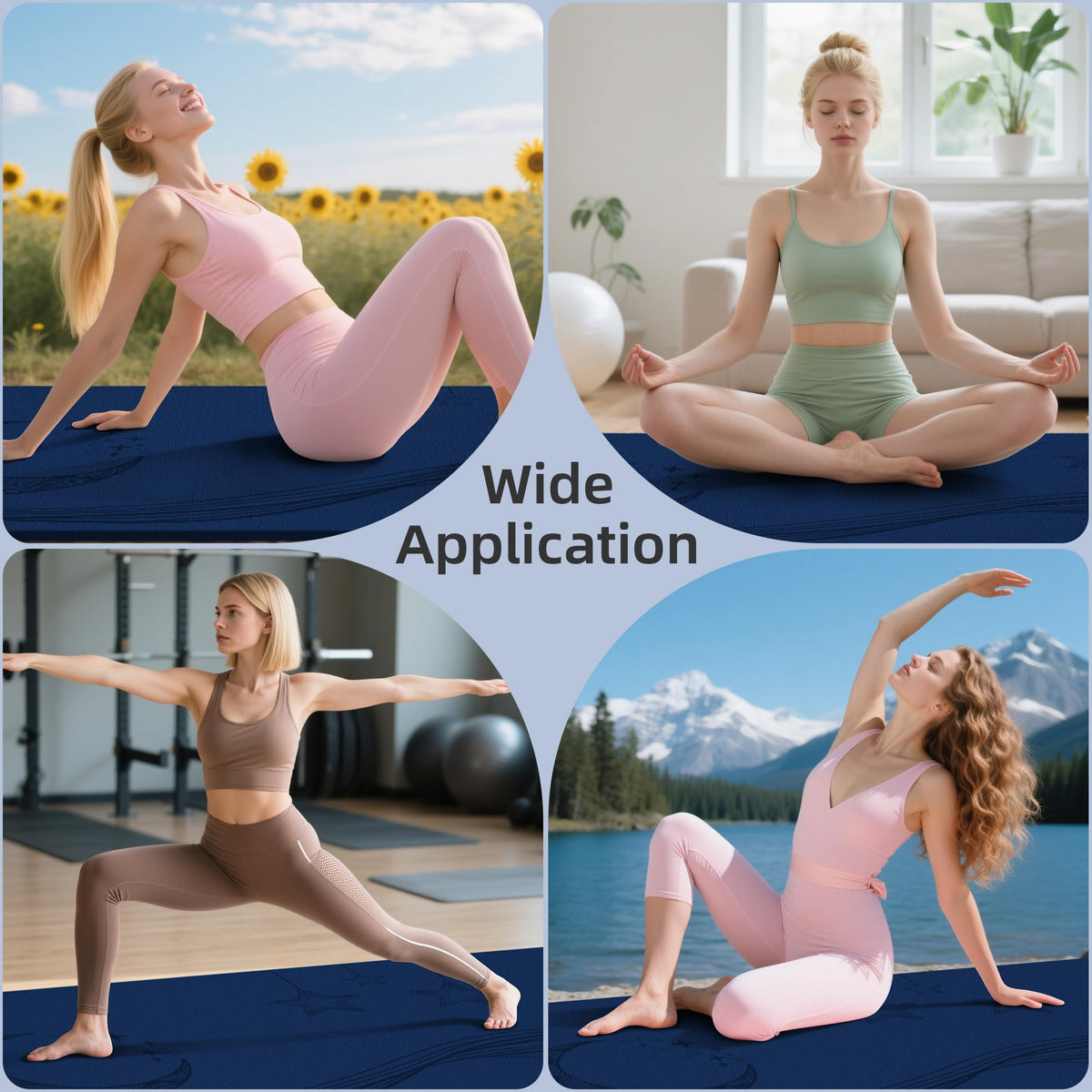 Extra Wide Yoga Mat (Navy Blue)
