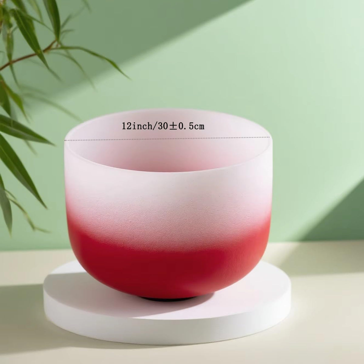 12inch Large Crystal Singing Bowl 432hz B Note for Sound Meditation (432hz 12"C Gradient Red with Bag)