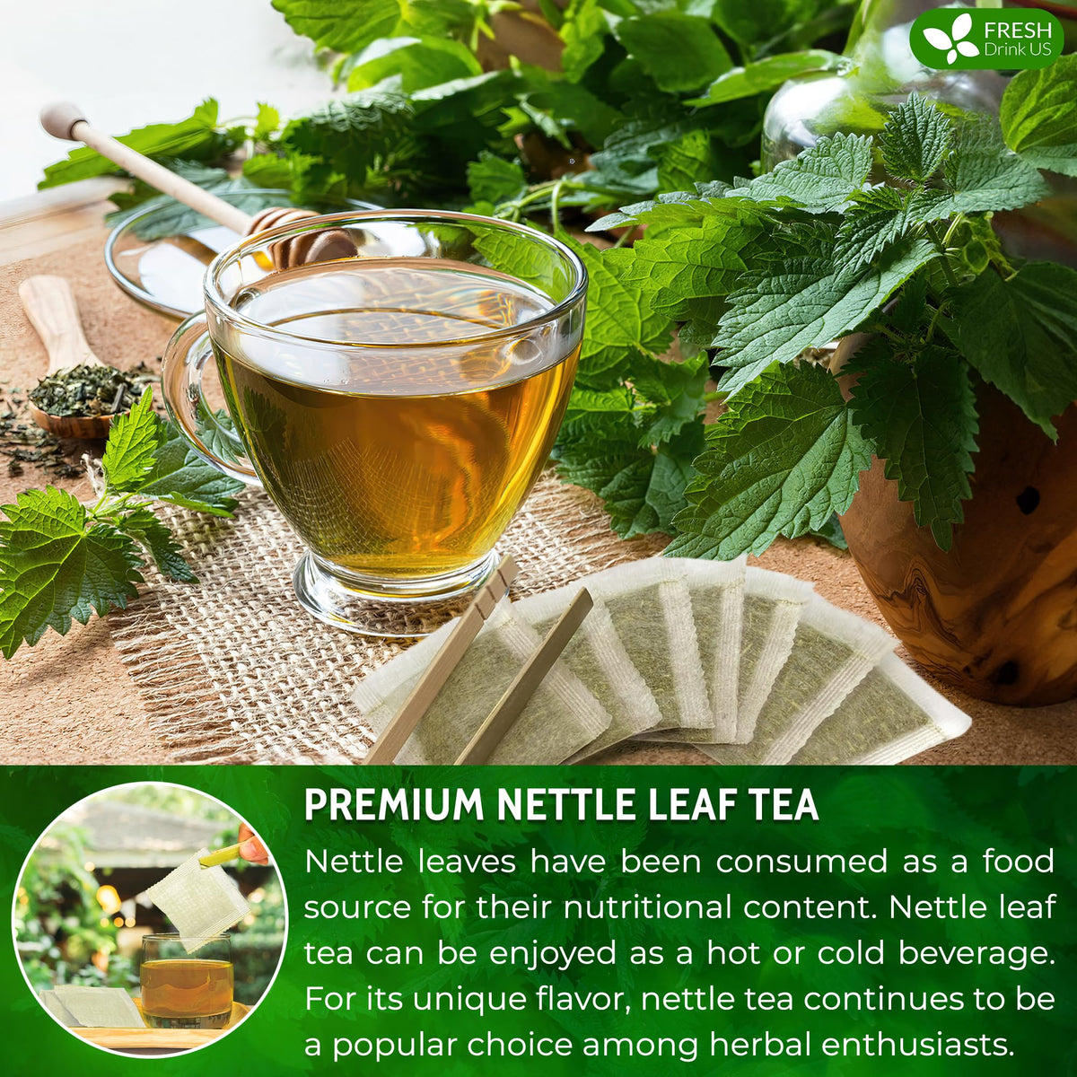 Premium 75 Nettle Leaf Tea Bags (75 Tea Bags)