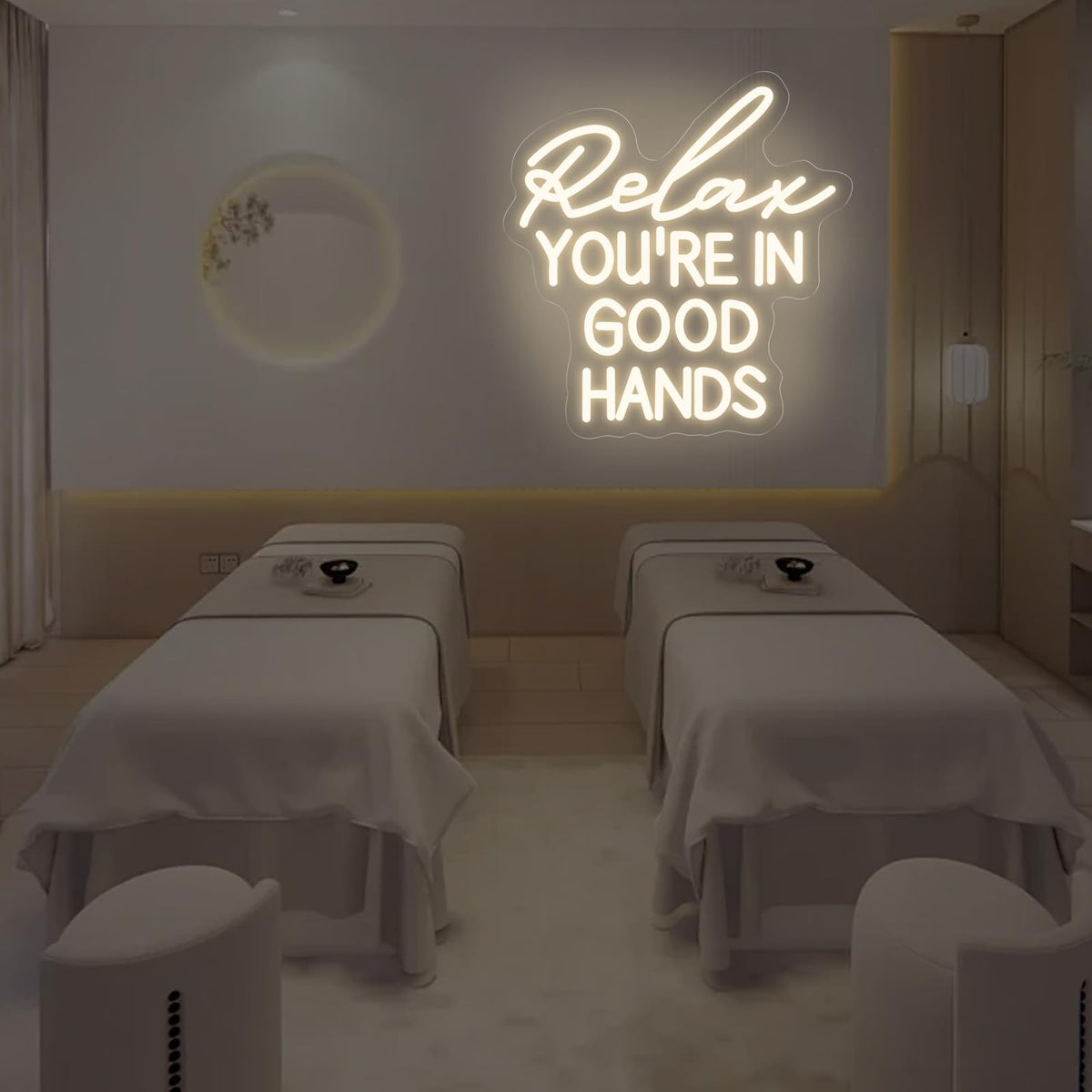 Relax You're In Good Hands Neon Sign Hair Salon Beauty Studio Led Light (Relax)