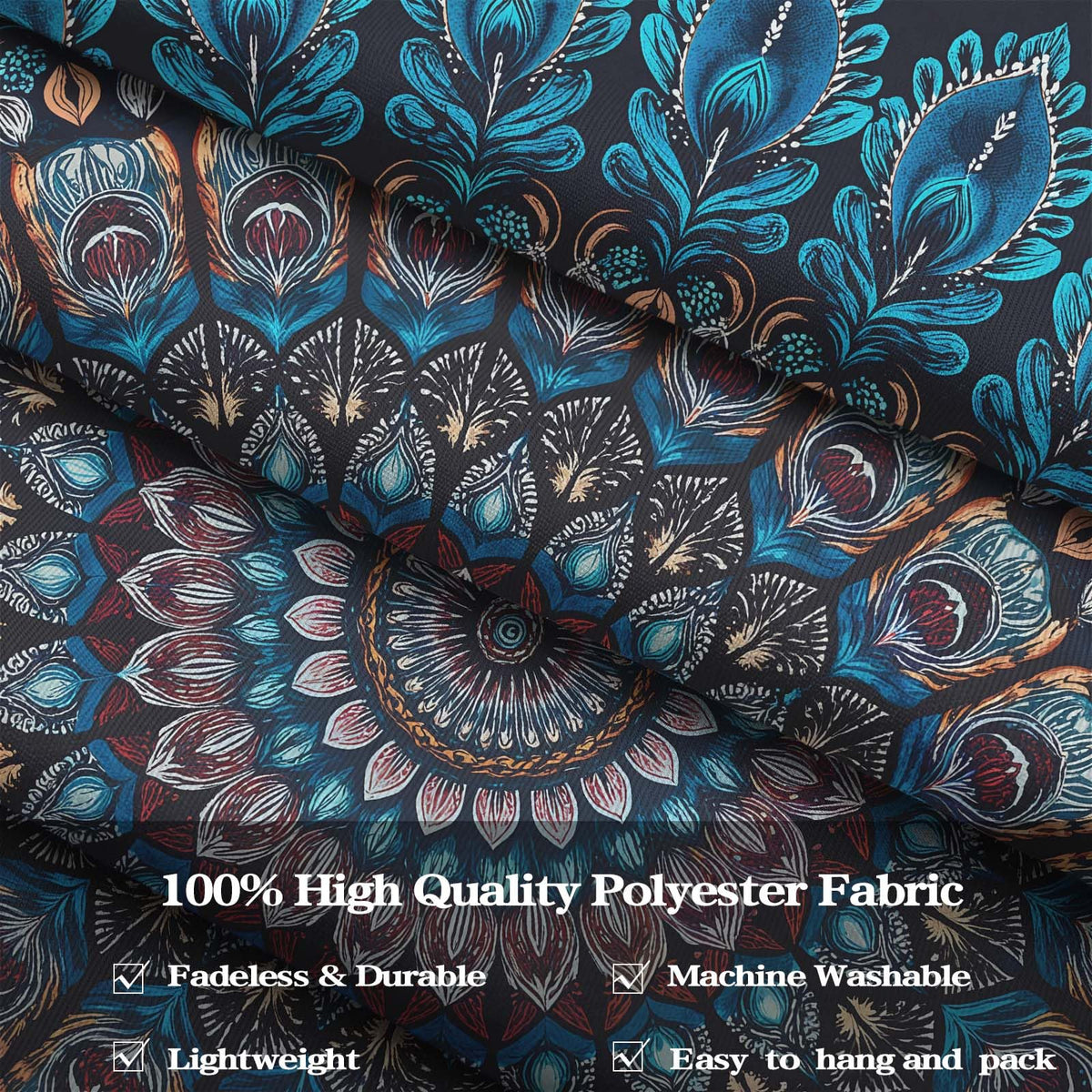 Blue Mandala Tapestry Wall Hanging Vintage Medallion Tapestry Aesthetic Hippie Boho Floral Cool Cute Small Tapestries for Bedroom Living Room Dorm Decor 60 x 44 Inch (Bohemian / Navy Blue / 60"L x 44"W)