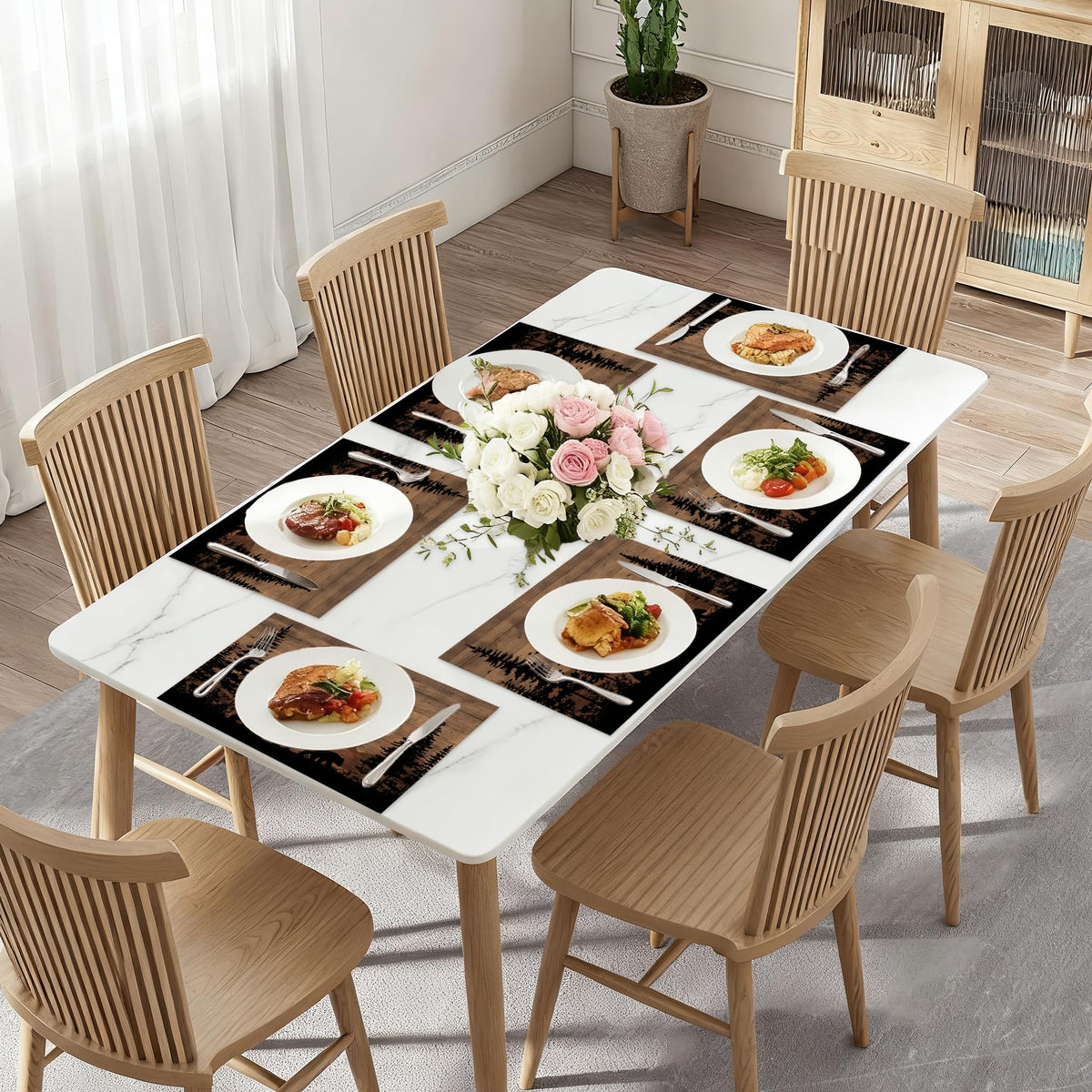 Black Bear Placemats Set of 6 (Black Bear Wood Grain)