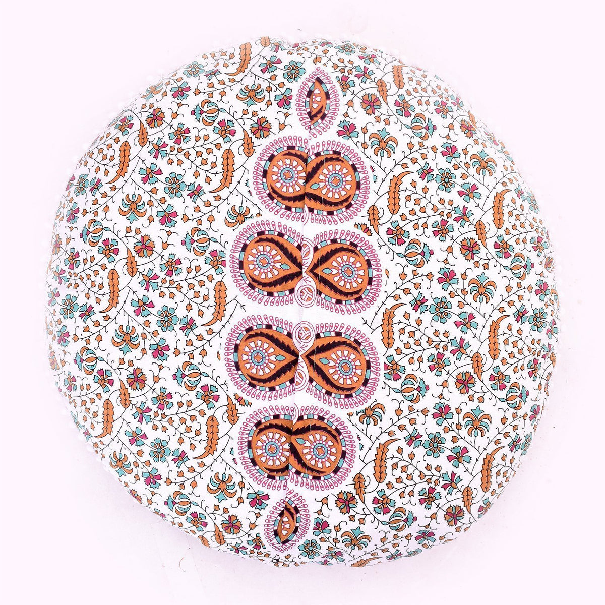 Indian round floor pillow Mandala Floor Pillow Cover Seating Cushion Throw Cover Hippie Decorative Bohemian Ottoman Pouf Cover (Musturd)