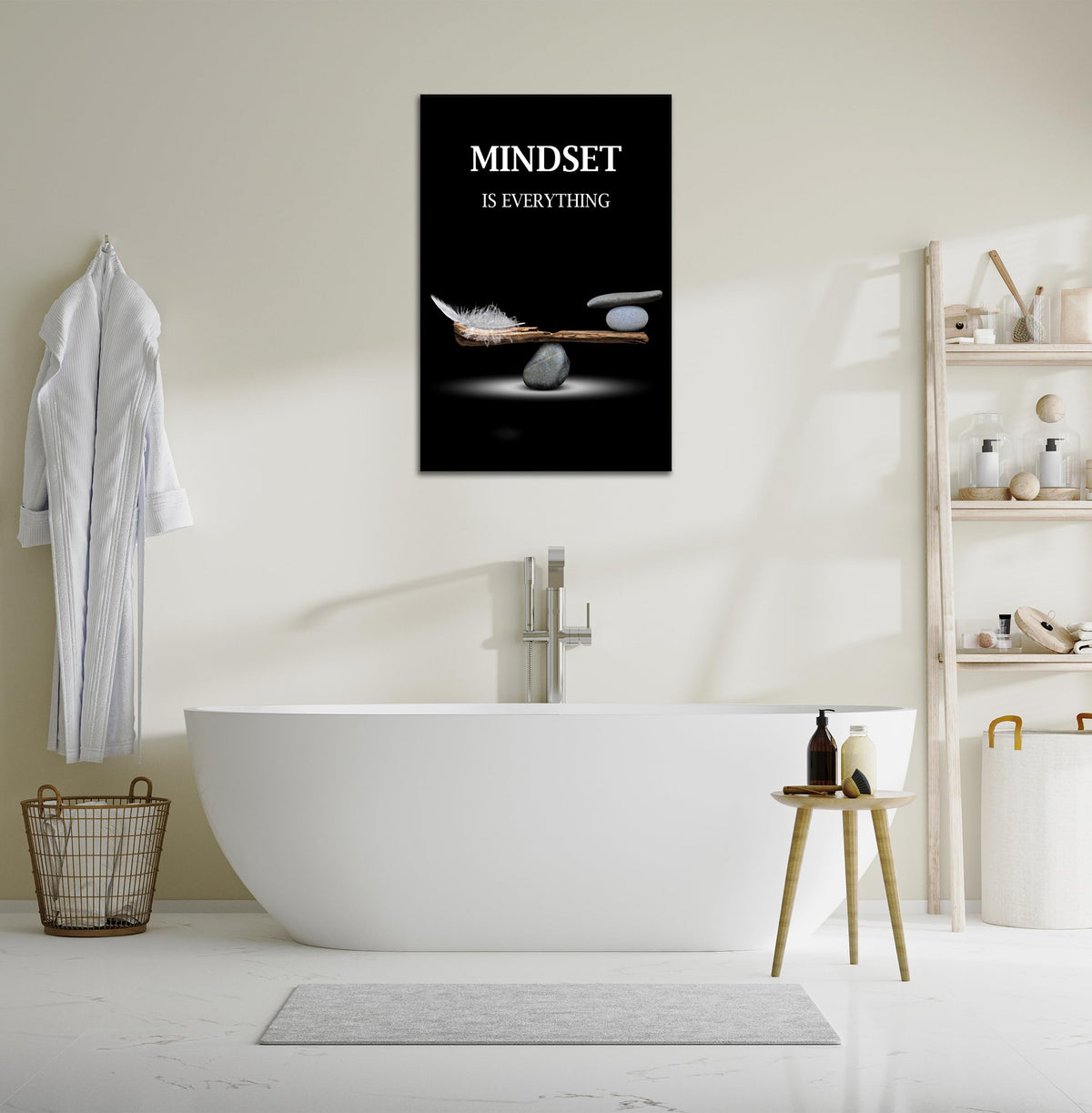 Mindset Motivation Office Wall Art Zen Stone Canvas Print Pictures Wall Decor Framed Positive Quotes Posters for Living Room Bedroom Decoration (28"L x 44"W / Mindset-01)