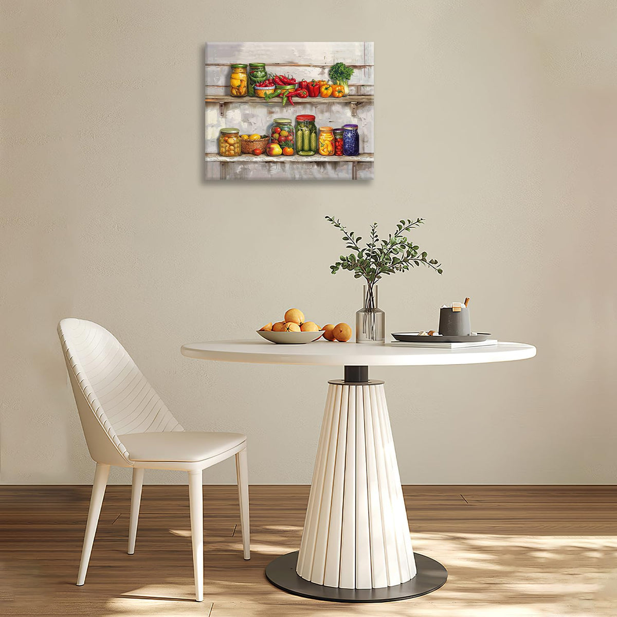 Farmhouse Kitchen Canvas Wall Art Colorful Spices Pictures Wall Decor Food Prints Painting Vegetables Poster Framed Artwork Decoration For Dining Room Living Room 24"x20" (24"L x 20"W / Kitchen-1)