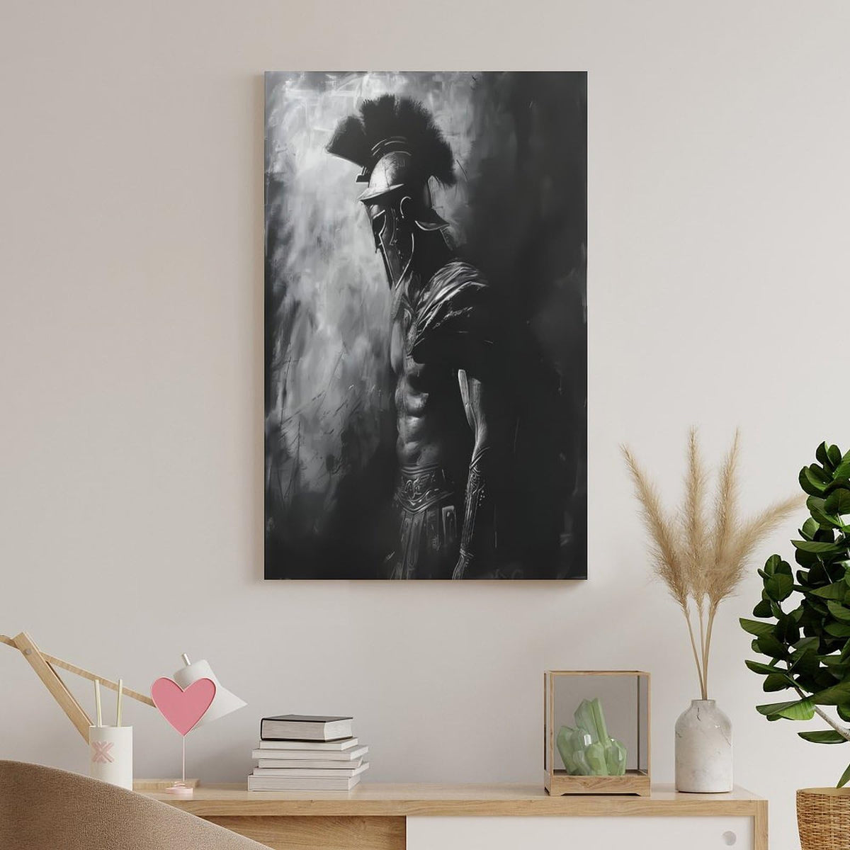 Black White Charcoal Sketch Roman Gladiator Canvas Printing Wall Art Prints Wall Decor Posters Monochrome Warrior Minimalist Scandinavian Bedroom Living Room Office Decor 12x18inch (style-41 / 12x18inch(30x45cm) Unframe)