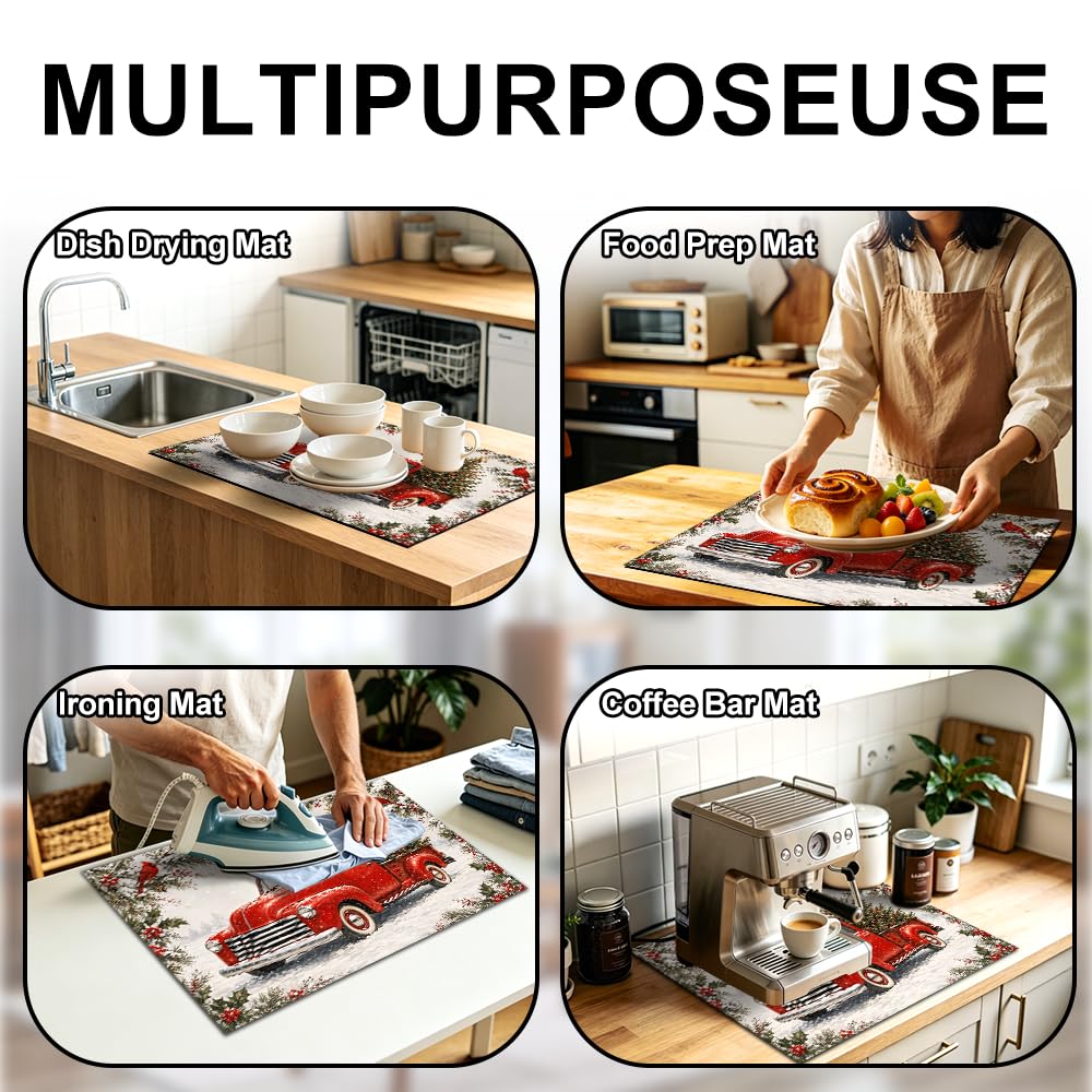 Christmas Stove Top Cover 28.35x20.47 in Red Truck Holiday Mat (Colorful3615)