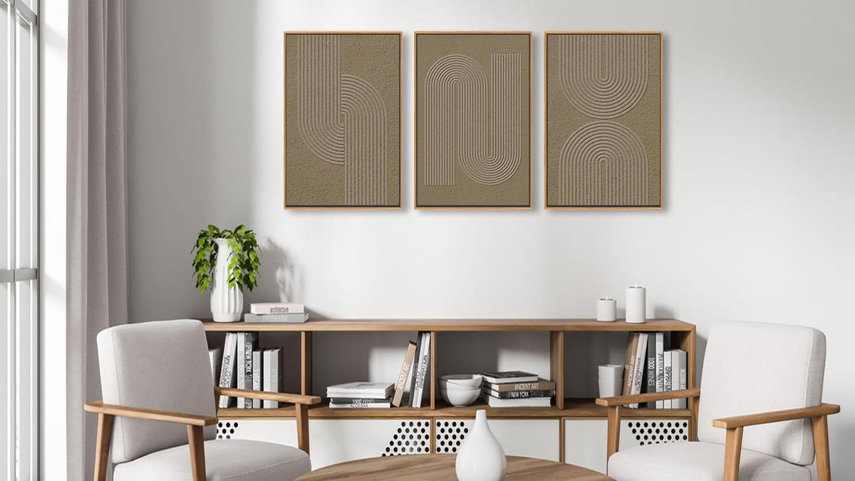 Minimalist Framed Wall Art (Brown Wabi-Sabi Abstract / 28"L x 20"W)