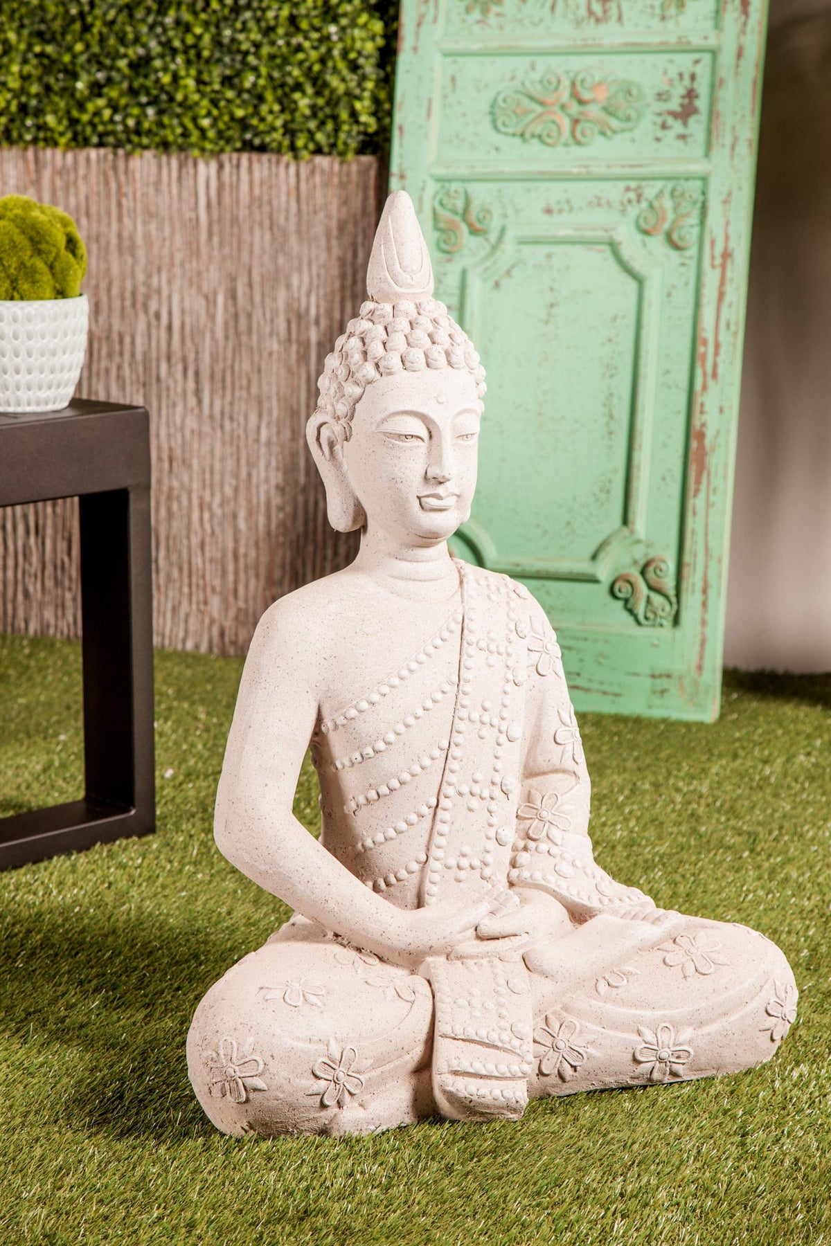 Magnesium Oxide Buddha Decorative Garden Sculpture Indoor Outdoor Garden Statue (13" x 13" x 20")