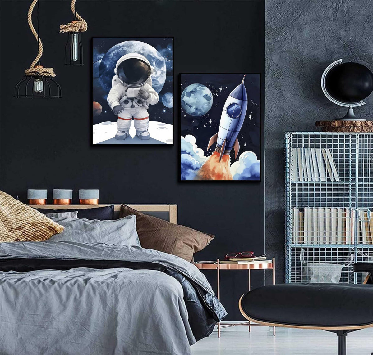 3 Pcs Astronaut Wall Art (astronaut / 24"Lx16"W)