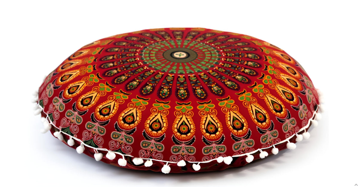 ICC 32 Inch Floor Pillows & Cushion Covers (Red)