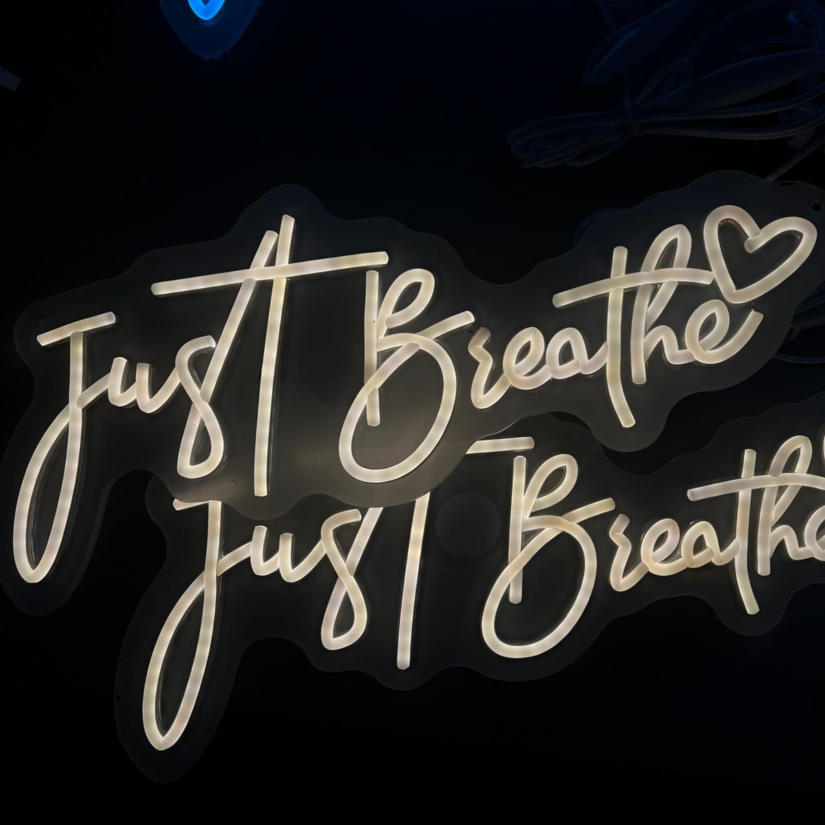 Just Breathe Neon Sign Calming Quote LED Wall Decor (Just Breathe-Warm White)