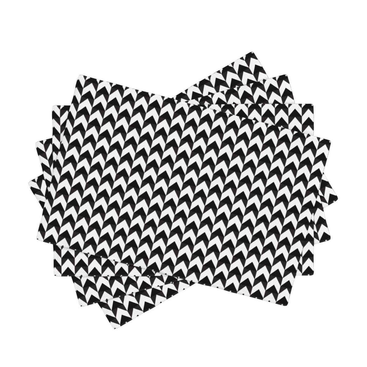 Black and White Vertical Grid Place Mat Set of 4 Pieces Heat (4PCS / Black and White Vertical Grid)