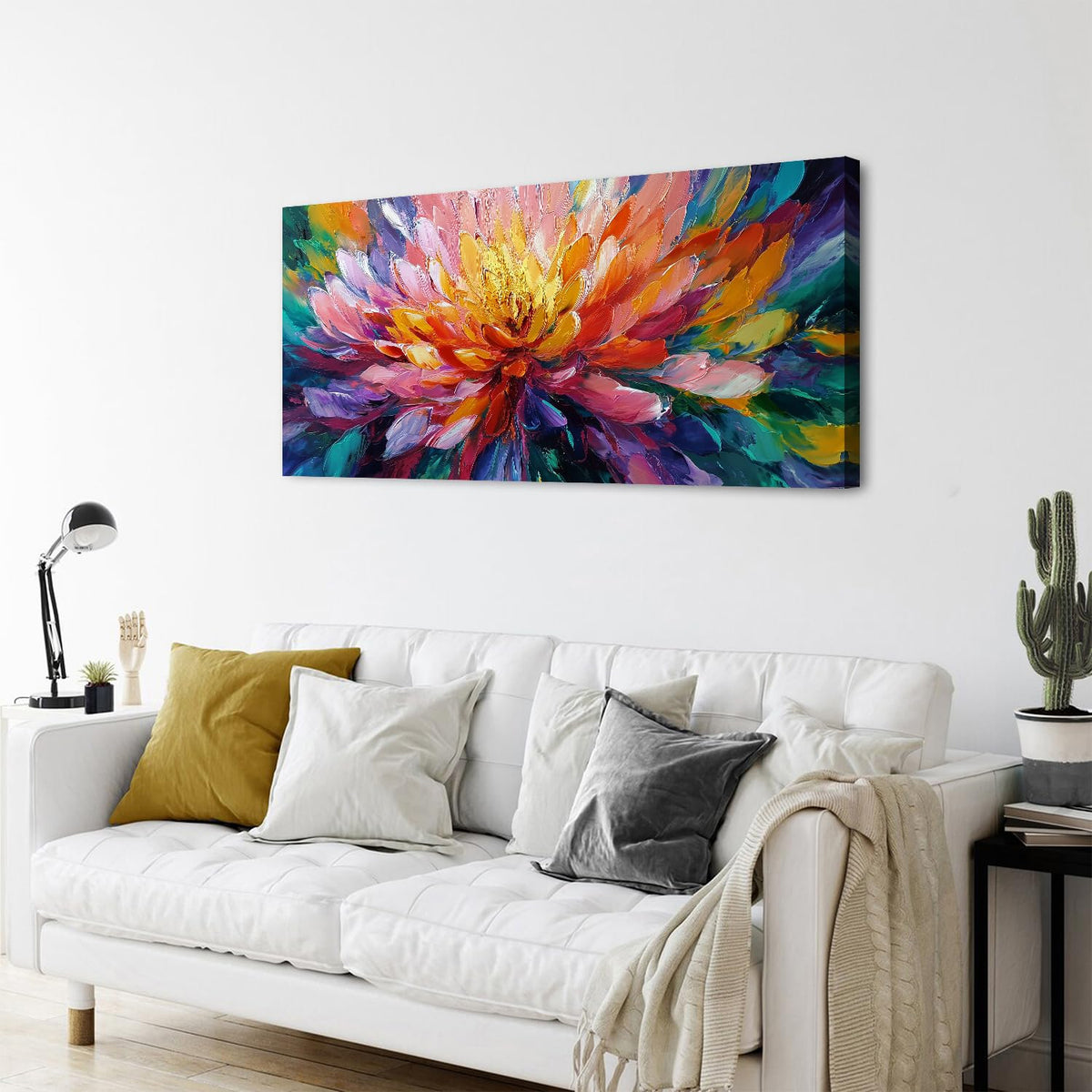Abstract Lotus Wall Art Zen Wall Decor Large Colorful Lotus Flower Pictures for Bedroom Yoga Spa Room Abstract Blossom Floral Canvas Prints Meditation Artwork for Living Room Home Decorations 24x48" (48"L x 24"W / Lotus)
