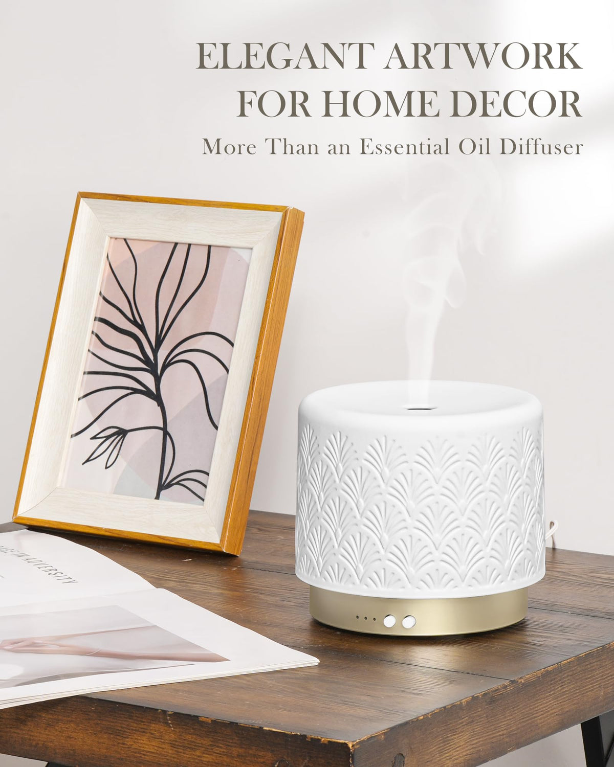Essential Oil Diffuser (Coral Porcelain With Gold Base | Exquisite & Luxurious)