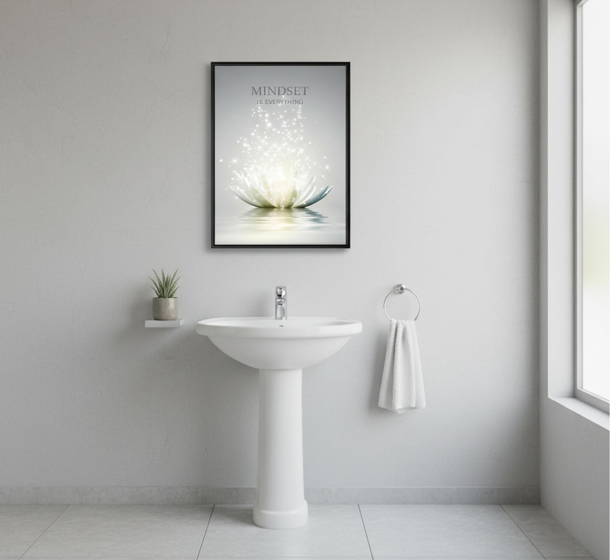 Framed Lotus Wall Art (lotus / 24"L x 16"W)