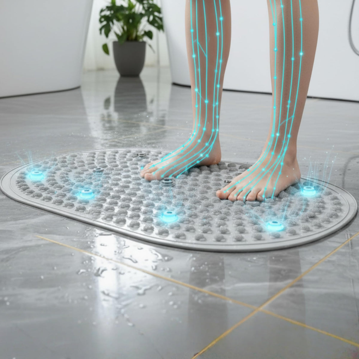 Upgraded Liquid Silicone Acupressure Reflexology Foot Massage Mat (Gray)